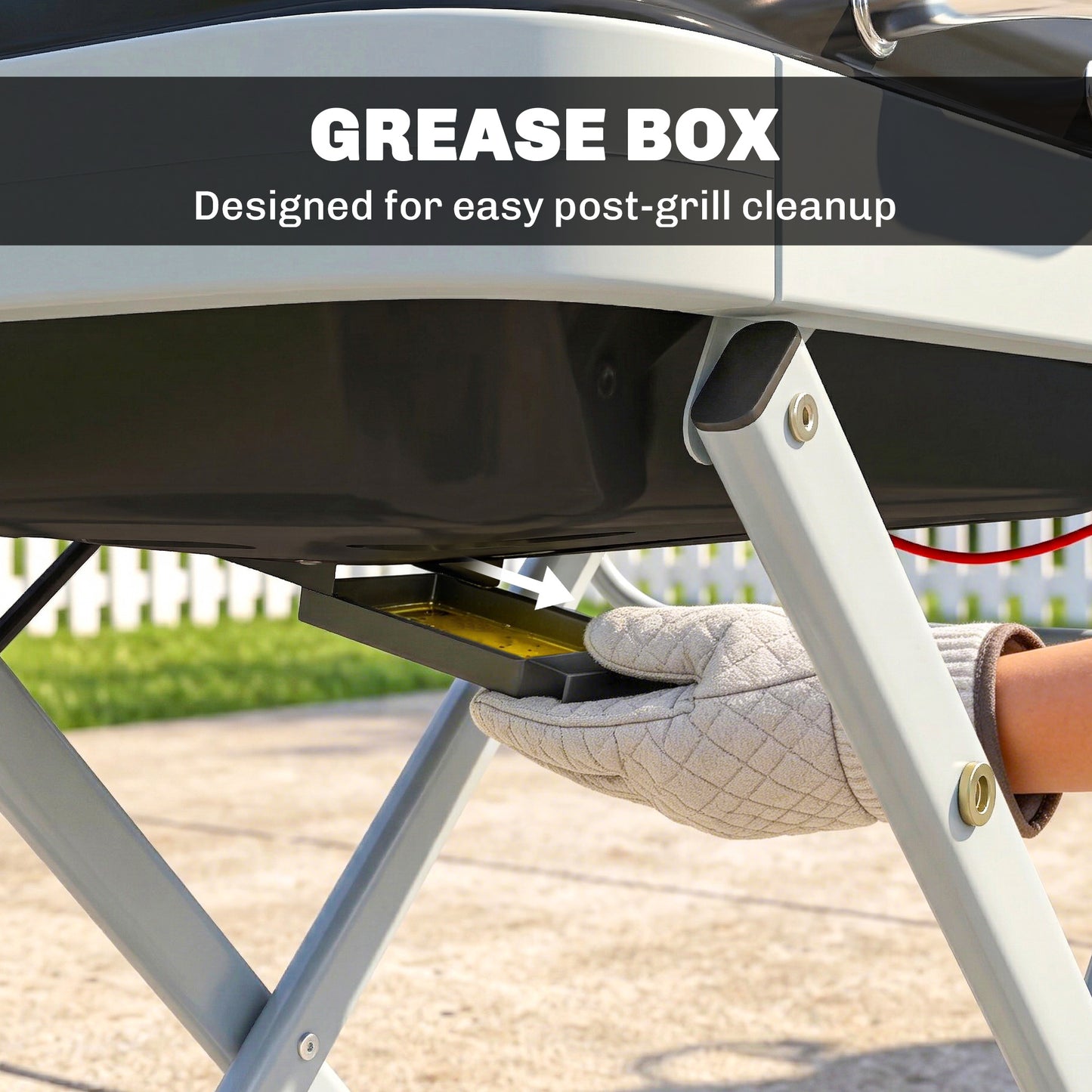 Outsunny Foldable Gas BBQ Grill with Side Table, Portable Gas Barbecue Grill with Thermometer, Grease Box, Wheels, 2.5 kW, Black