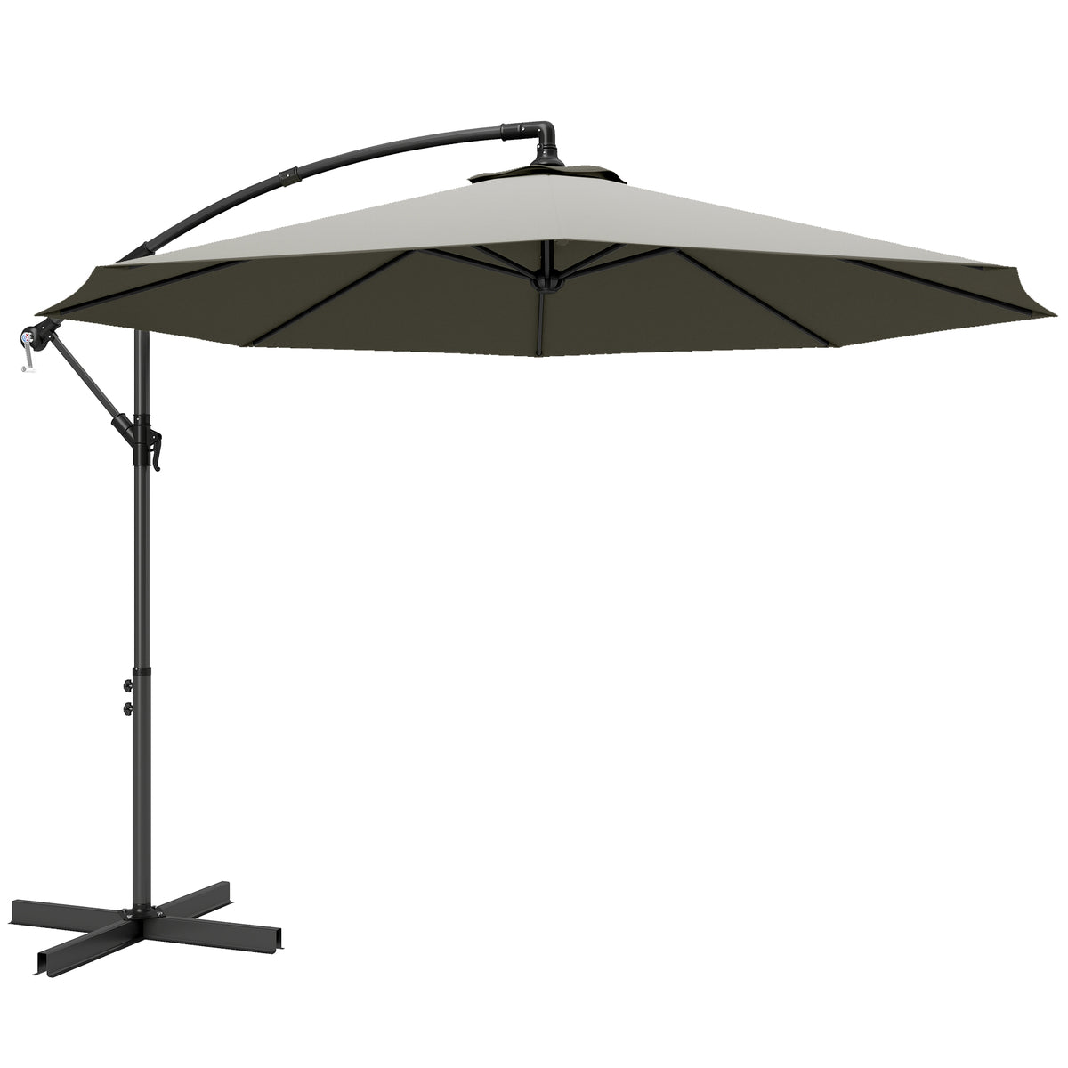 Photo of Outsunny 3m Overhanging Cantilever Parasol, with Cross Base - Light Grey in Grey colour on a white background