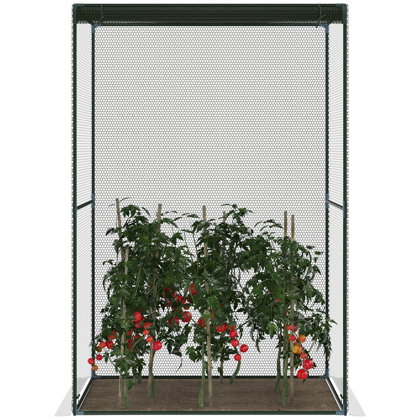 Outsunny 120 x 120cm Compact Plant Cage, with Netting - Green