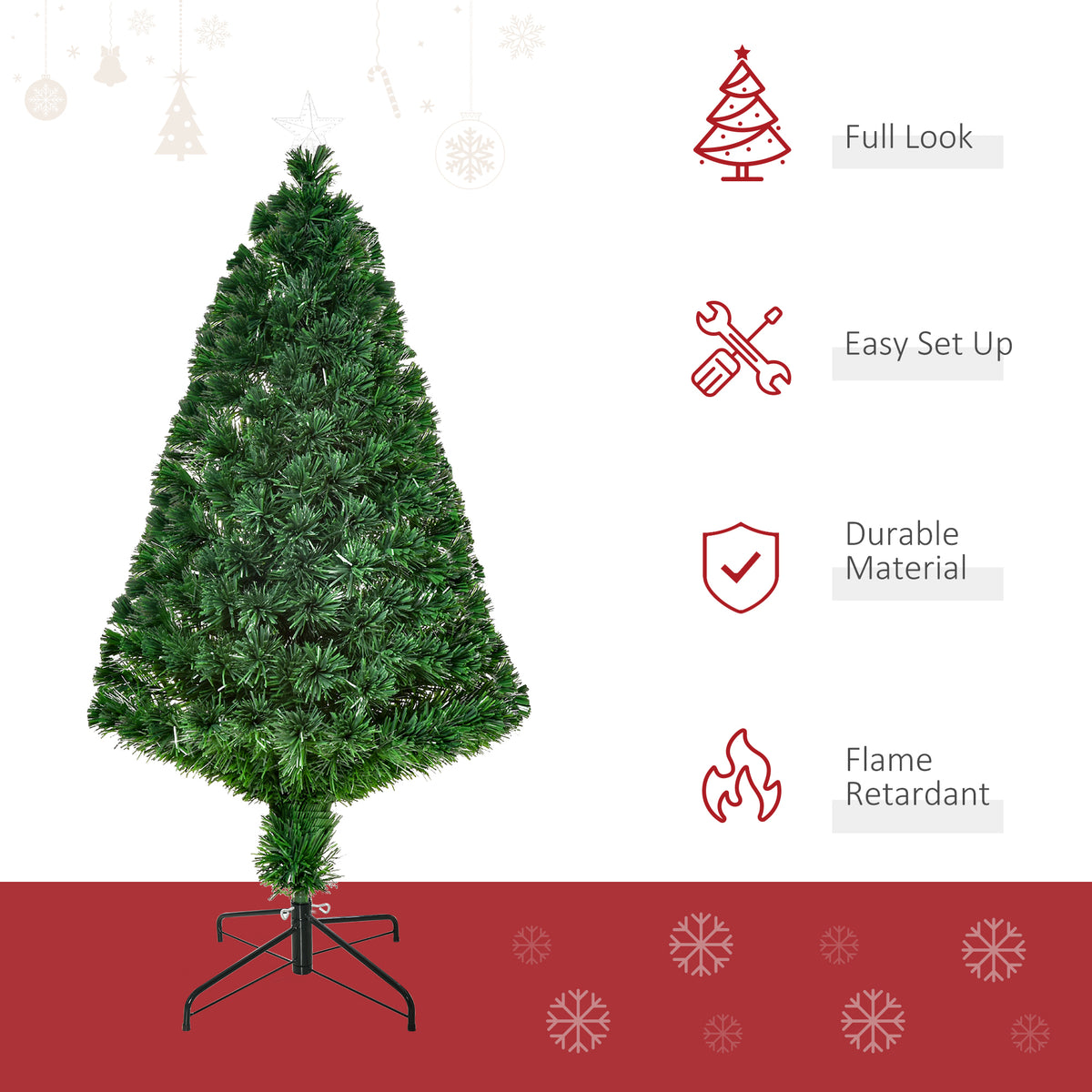HOMCOM artificial Christmas tree with full green branches and a metal stand