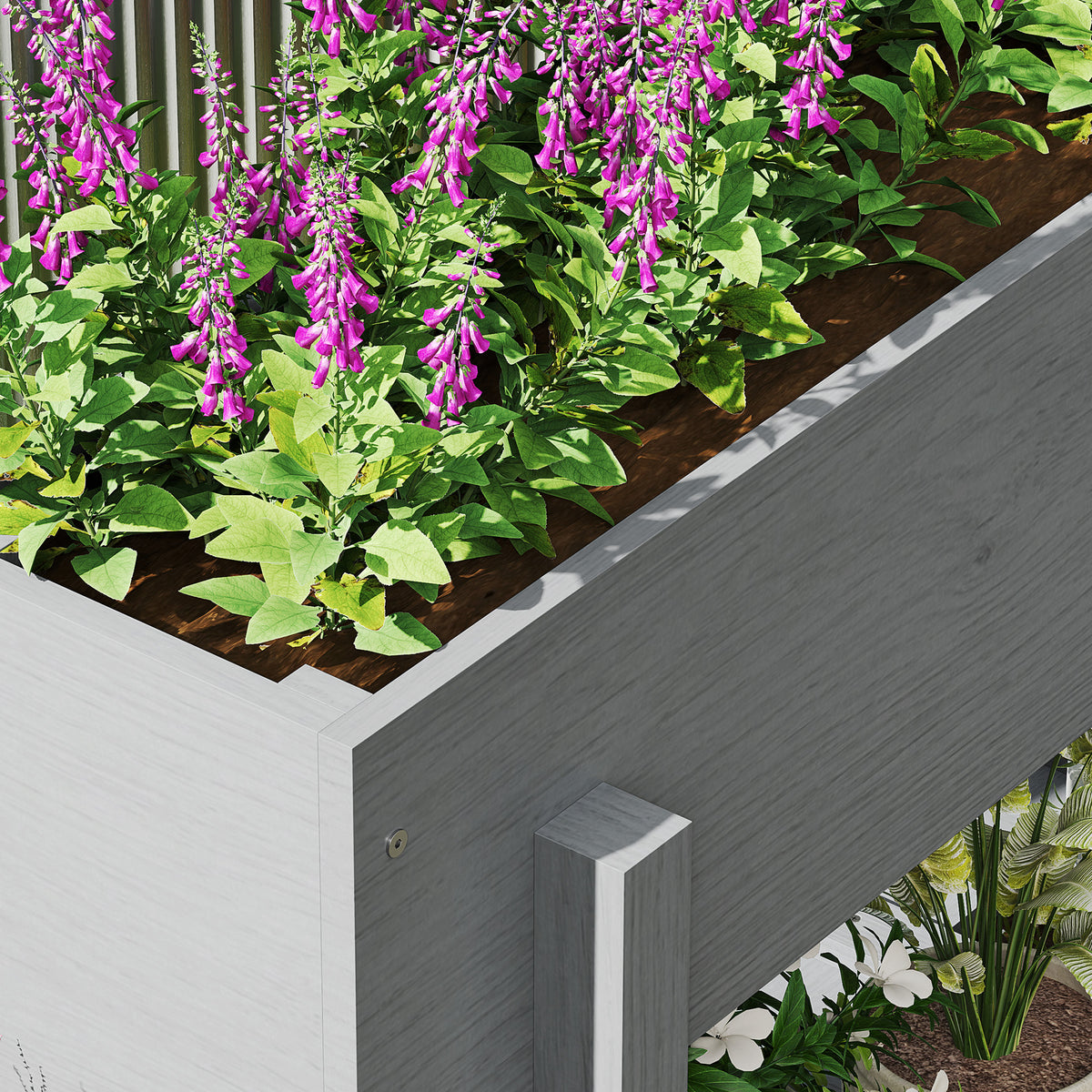 Outsunny Wooden Two-Tier Raised Planter, Two Drainage Holes, 35L - Grey