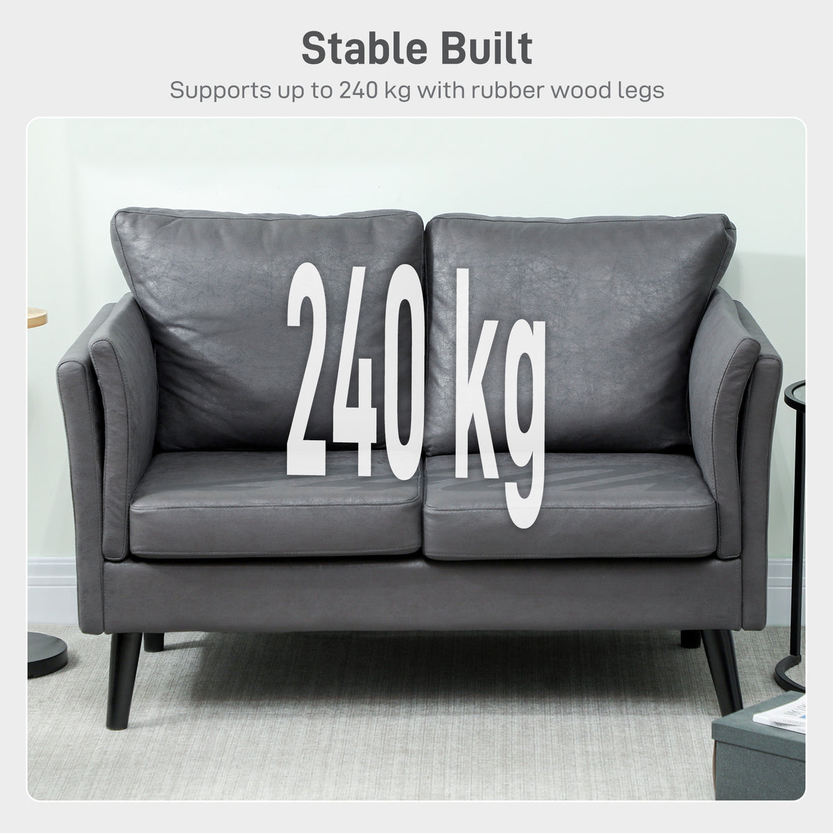 HOMCOM Two-Seater Leathaire Sofa - Grey