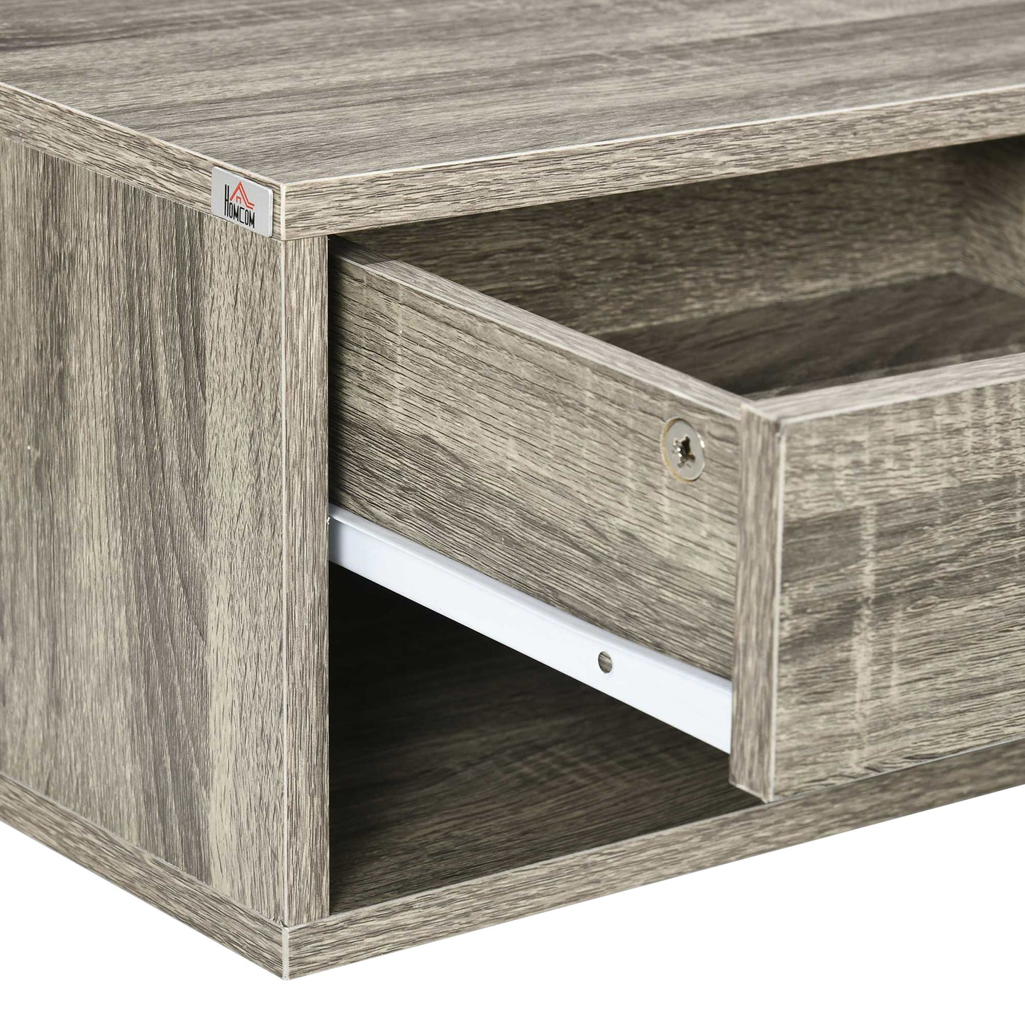 HOMCOM Floating Bedside Tables Set of 2, Wall Mounted Nightstand, Grey Wood Effect