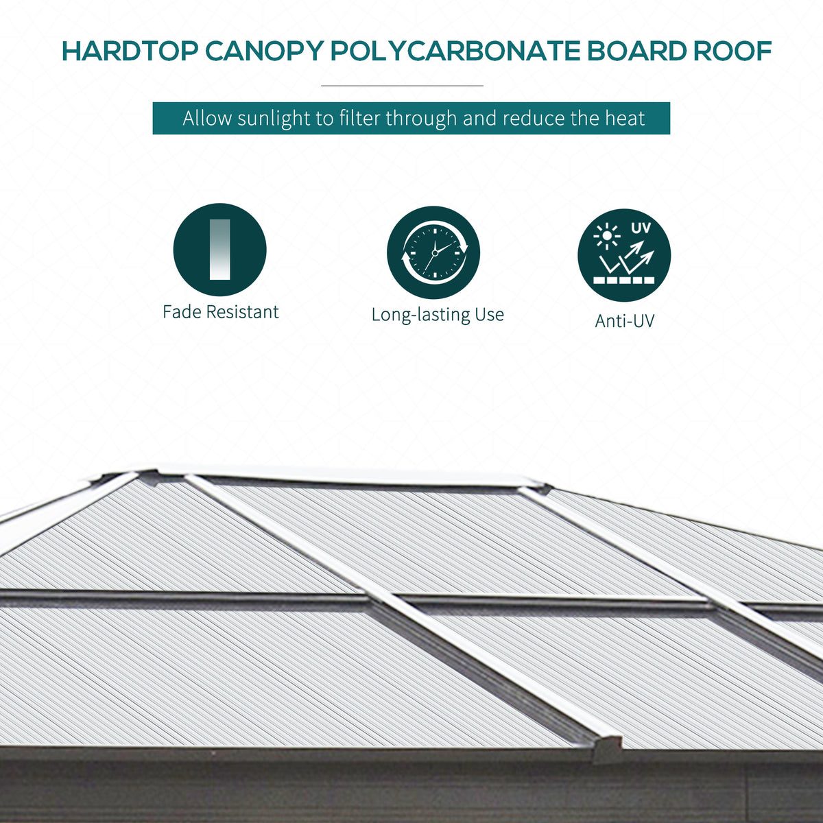 Outsunny gazebo's translucent polycarbonate roof panels with supporting frame