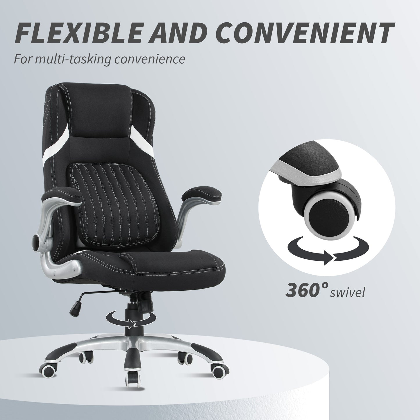 Vinsetto Linen-Look Office Chair, with Adjustable Height and Tension - Black