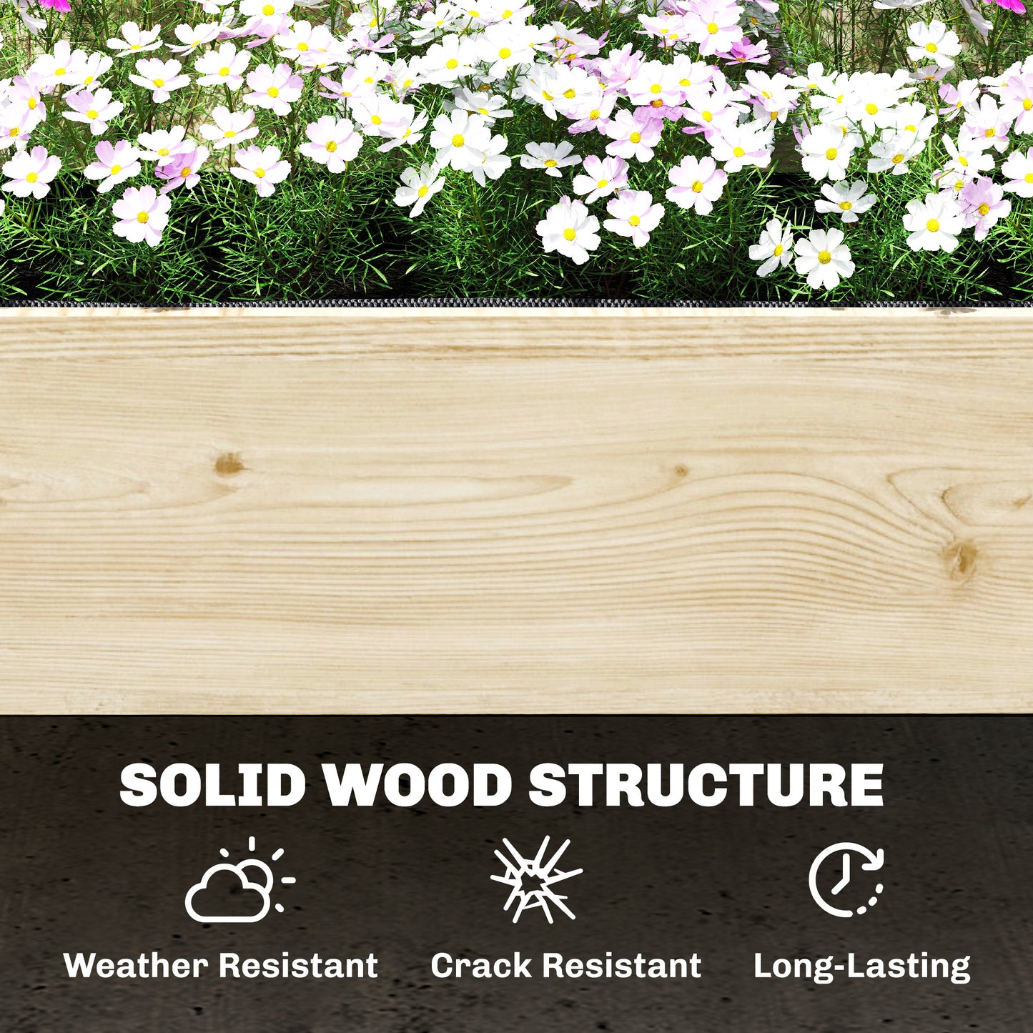 Outsunny Raised Garden Bed 2-Tier Stepped Design Planter Box with Trellis for Climbing Plants 108x62x120 cm