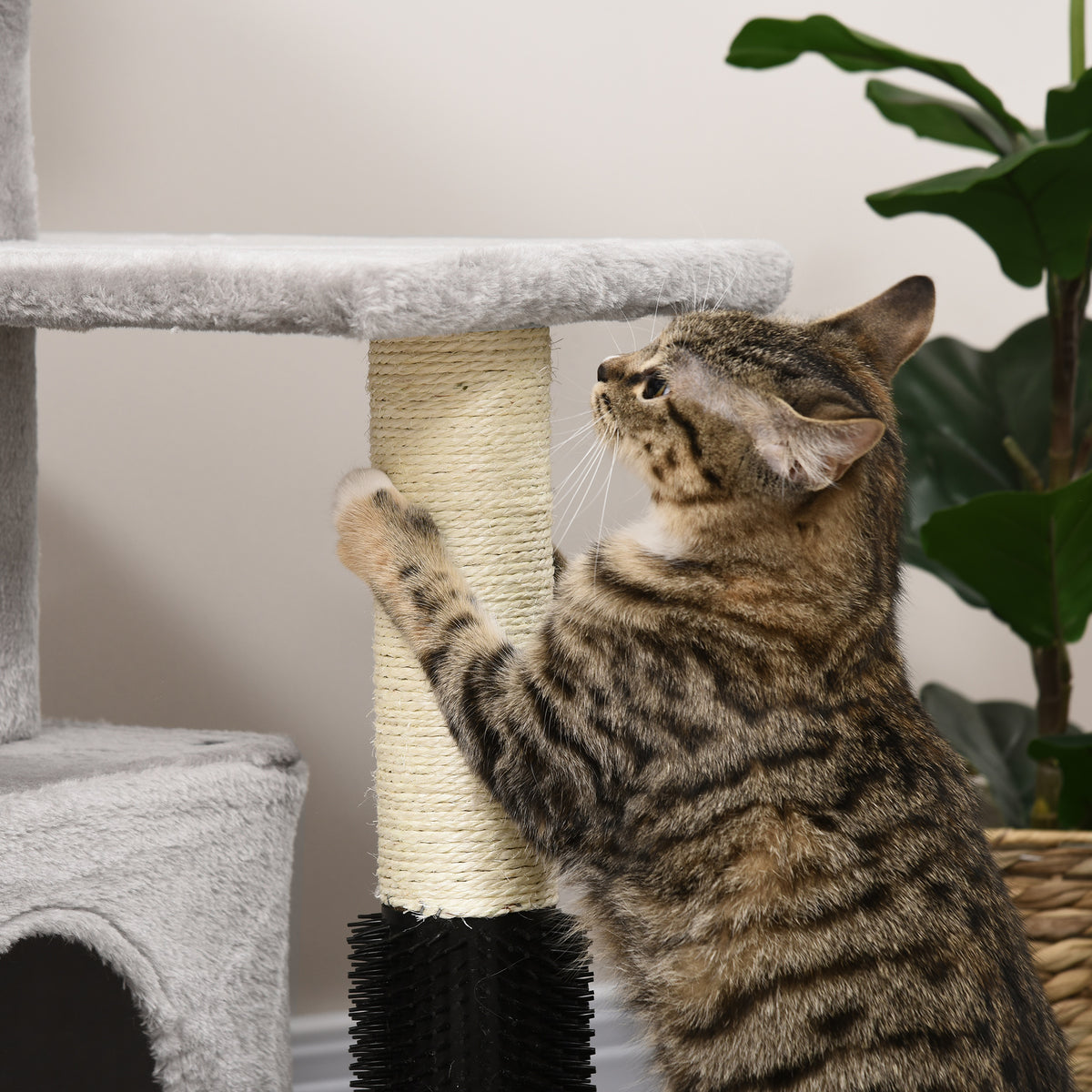 PawHut cat tree sisal post with a cat scratching it