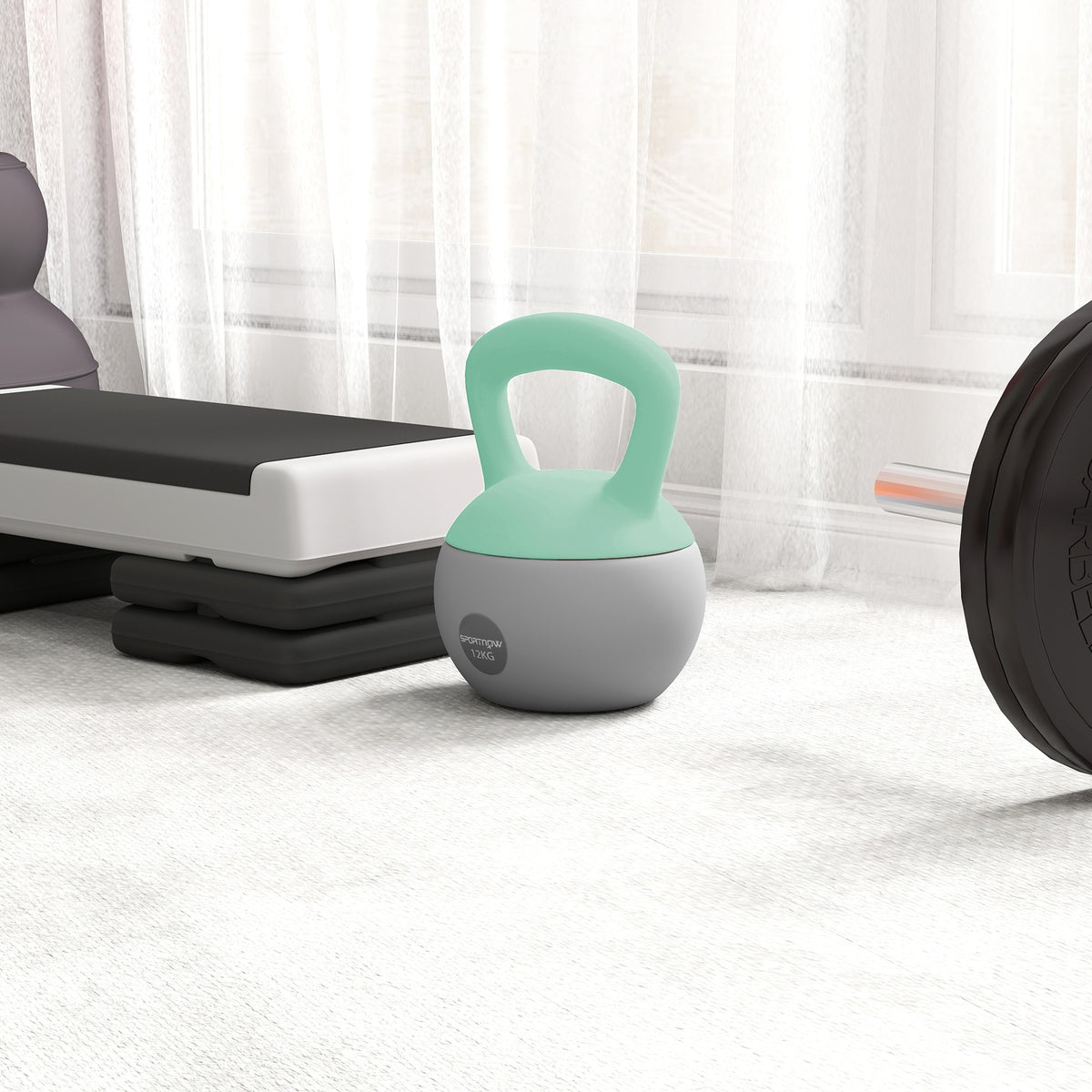 SPORTNOW soft kettlebell with mint green handle and gray body