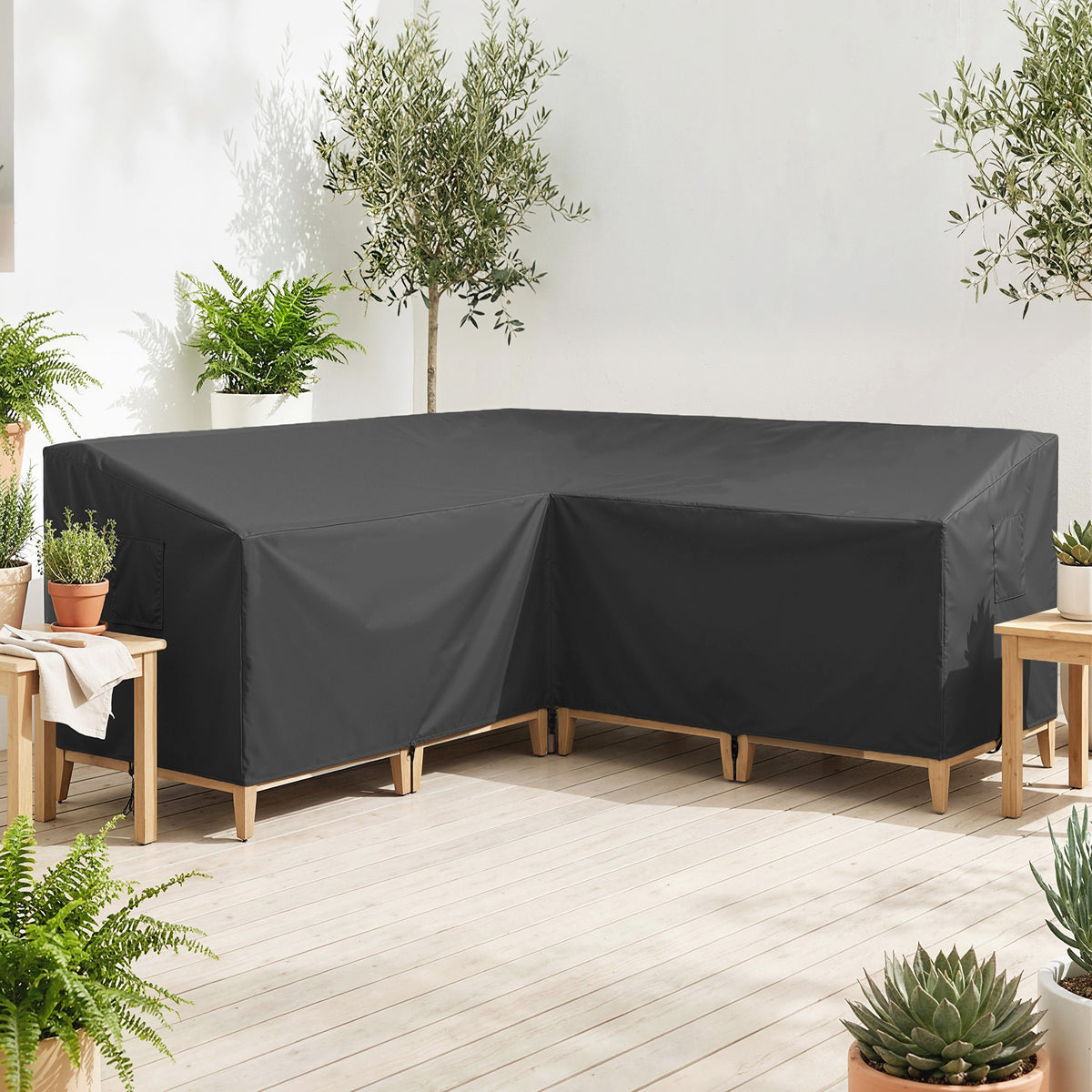 Outsunny V-Shaped Patio Furniture Cover, Waterproof Outdoor V-Shaped Sectional Sofa Cover, Anti-UV with Air Vent, Black
