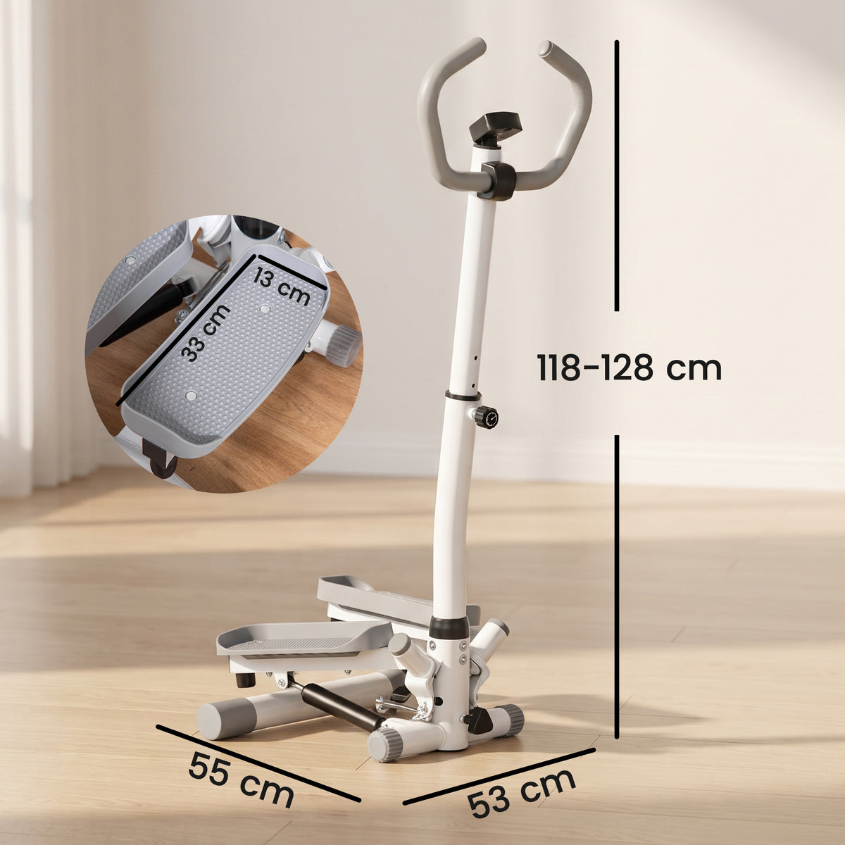 HOMCOM twist stepper with textured foot pedals and 118–128 cm adjustable height