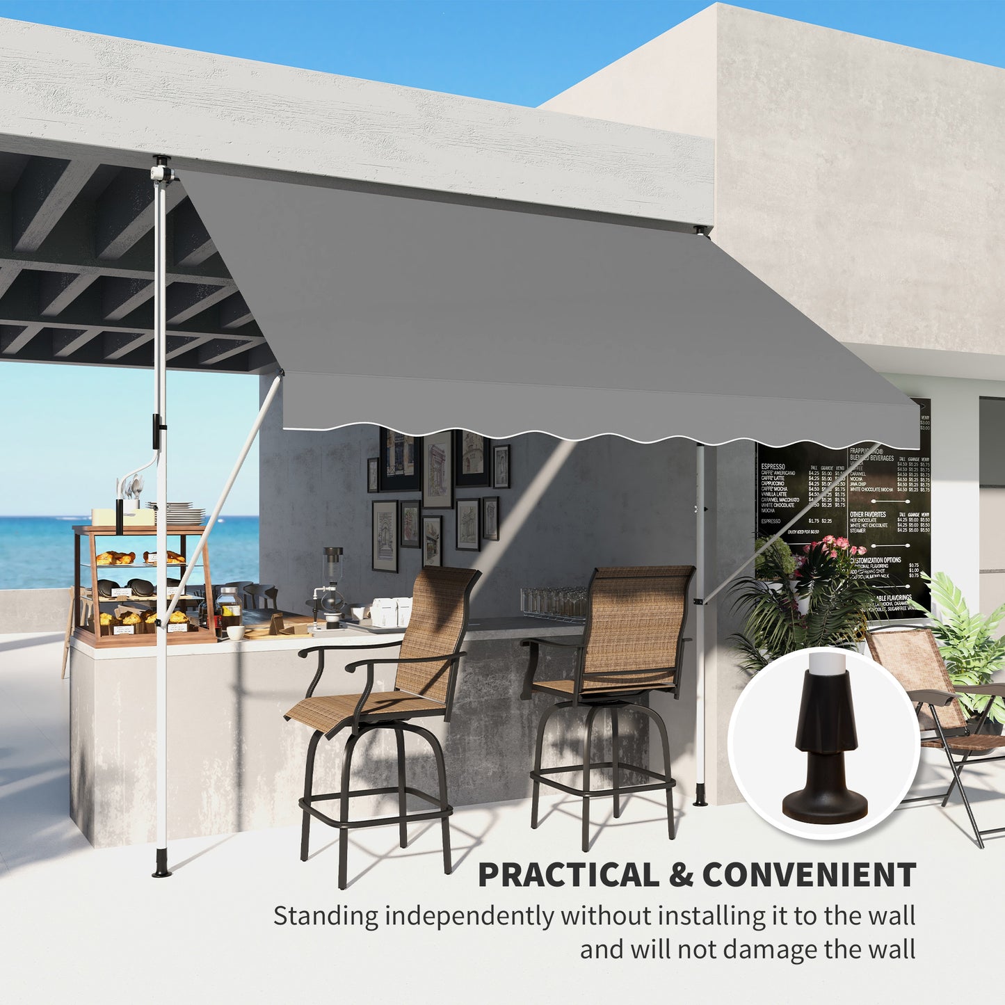 Outsunny 3x1.5m Adjustable Outdoor Aluminium Frame Awning Grey
