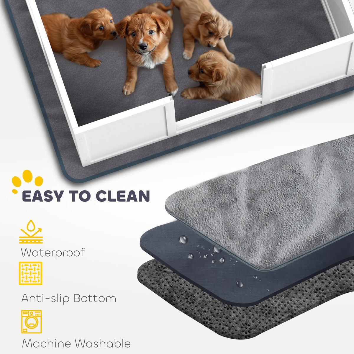 PawHut whelping box with puppies and layered waterproof, non-slip pad
