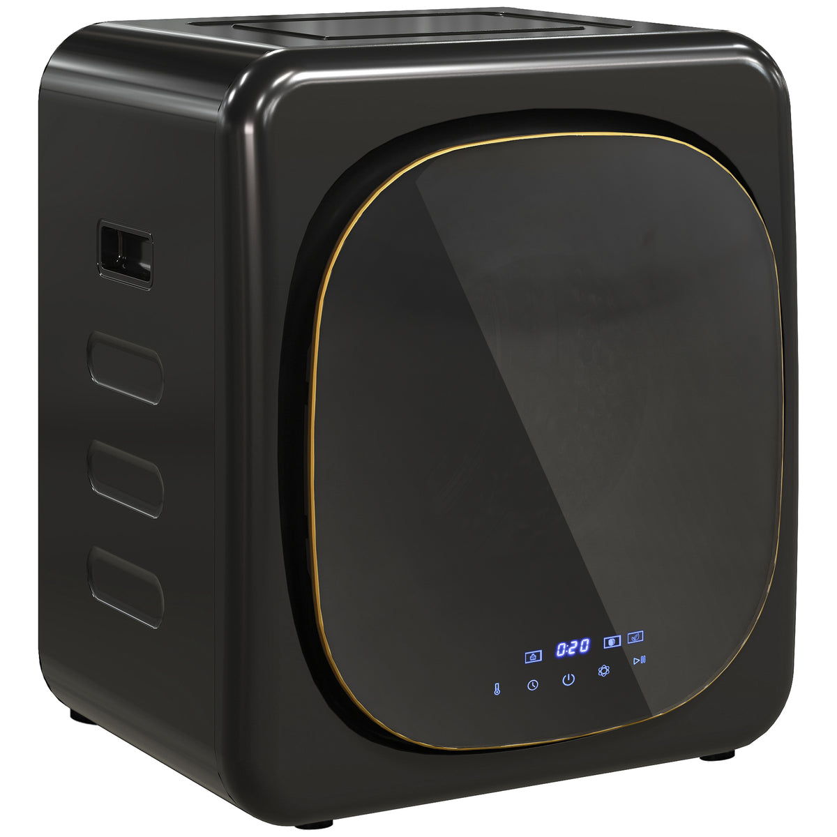 Photo of HOMCOM 4kg Vented Tumble Dryer with Deodorize, Smart Mode, 800W Compact Tumble Dryer with Stainless Steel Tub, Front Load, for Flat, Home, RVs, Black in Black colour on a white background