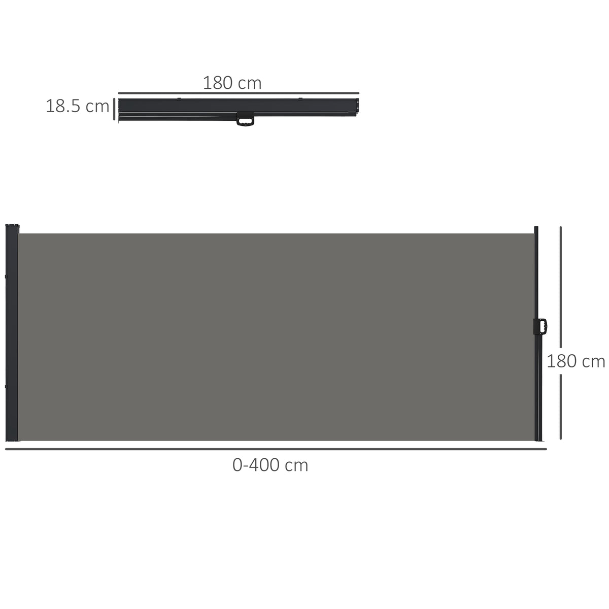 Outsunny retractable side awning with 0–400 cm width and 180 cm height