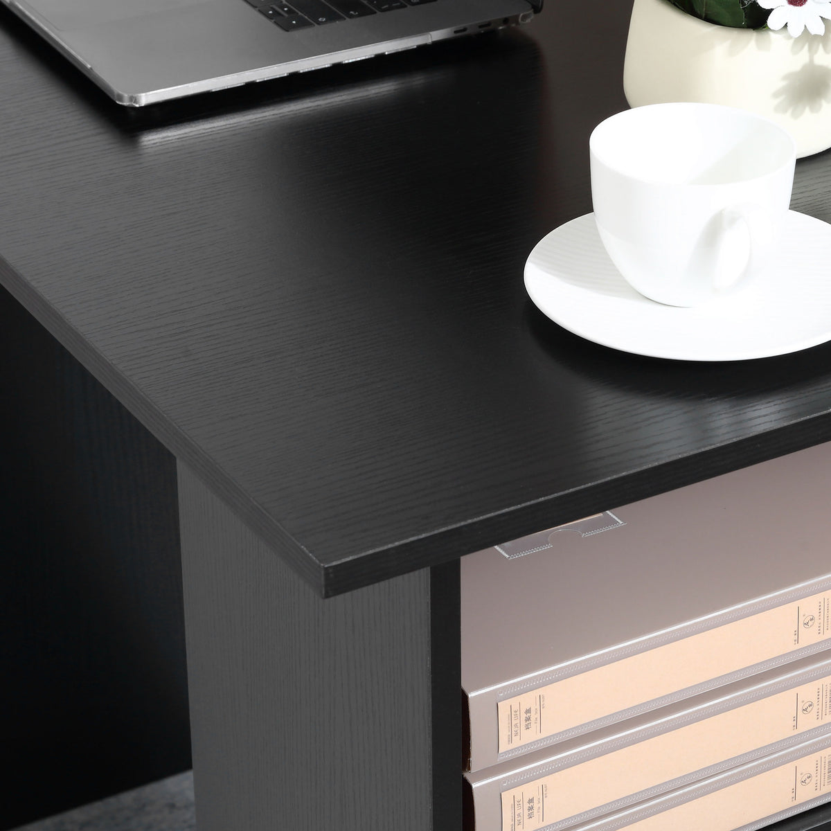 HOMCOM Computer Desk with Drawers, Home Office Desk, Writing Table, PC Workstation with 3 Storage Shelves for Working, Study, 120 x 49 x 72 cm, Black