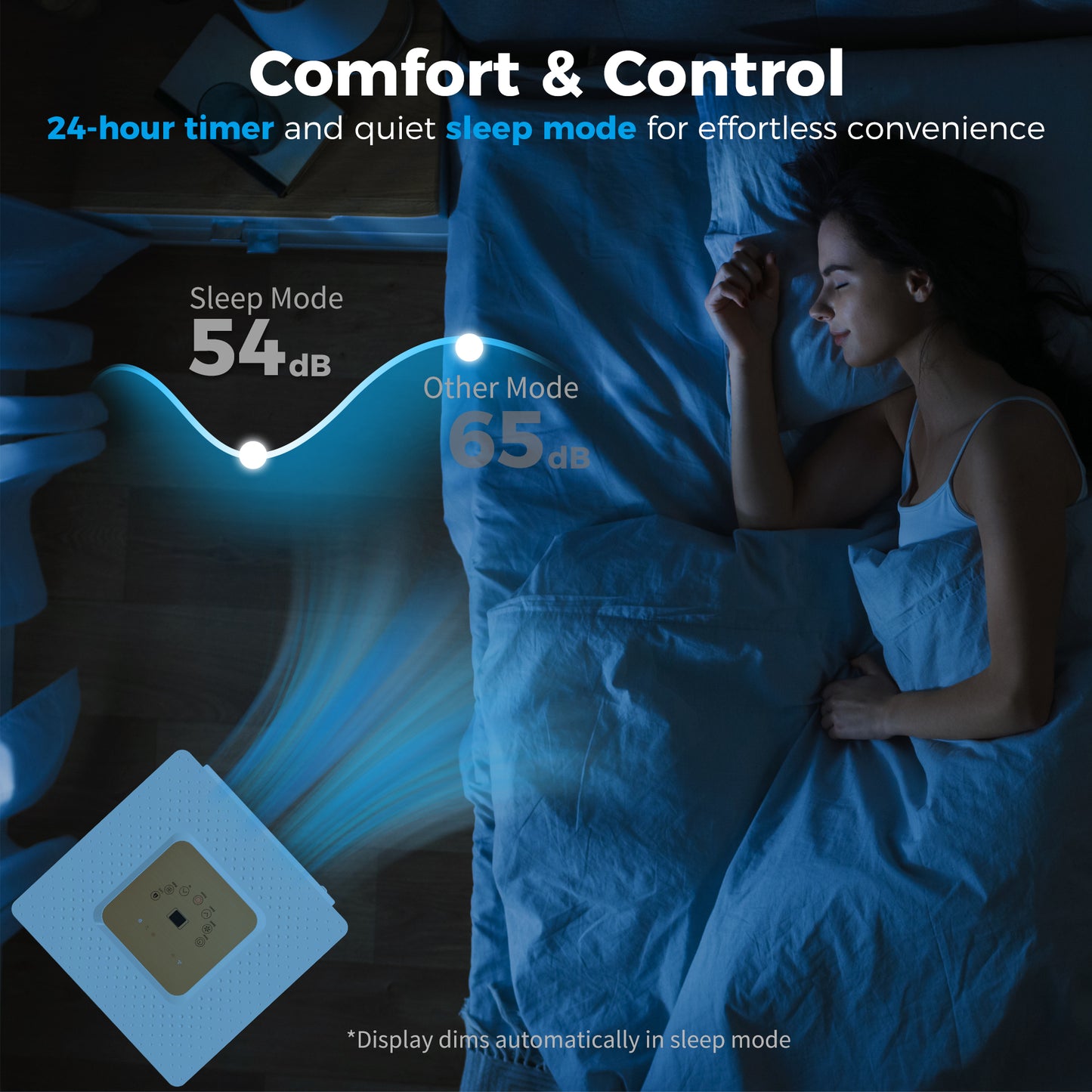 HOMCOM Portable Air Conditioner 7000 BTU, 4-in-1 Air Conditioning Unit with Cooling, Fan, 19.2L/Day Dehumidifier & Sleep Mode, LED Display, Remote Control, 24H Timer, Window Kit for Rooms up to 26㎡