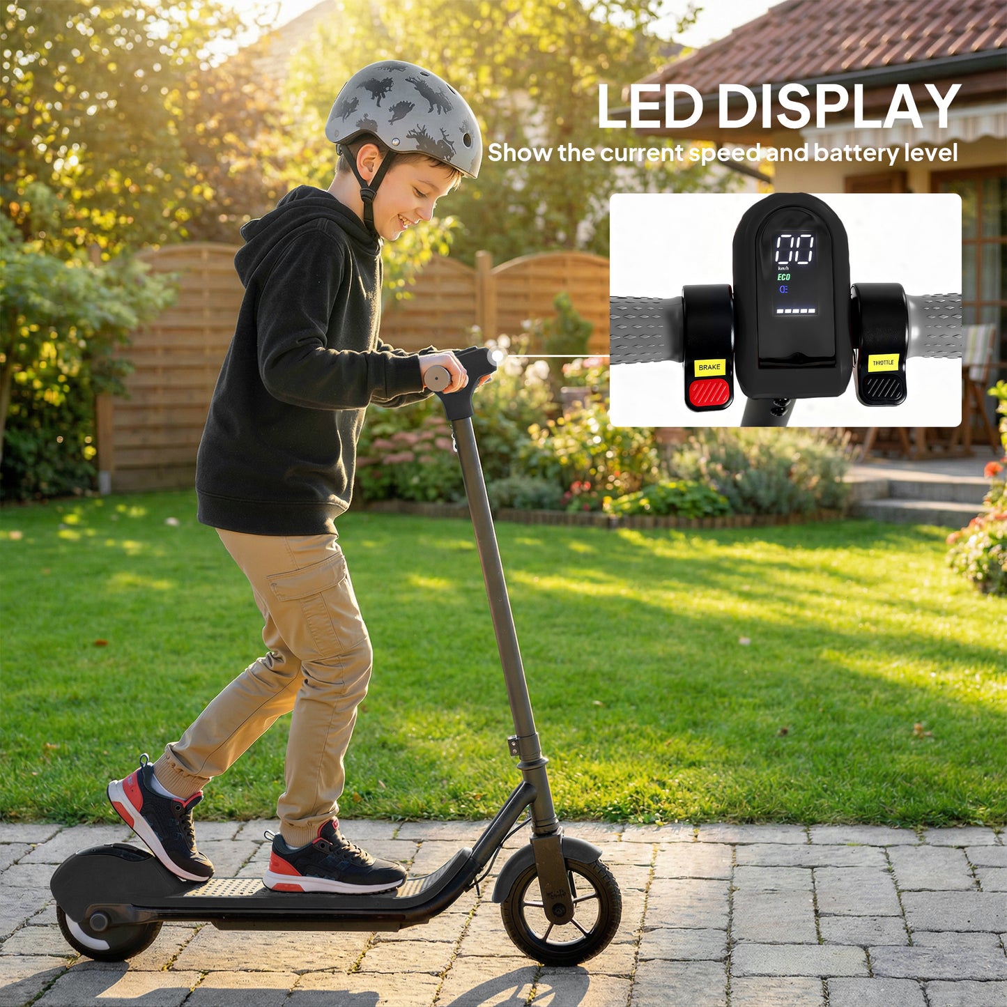 SPORTNOW Electric Scooter for Kids, with LED Display, Green