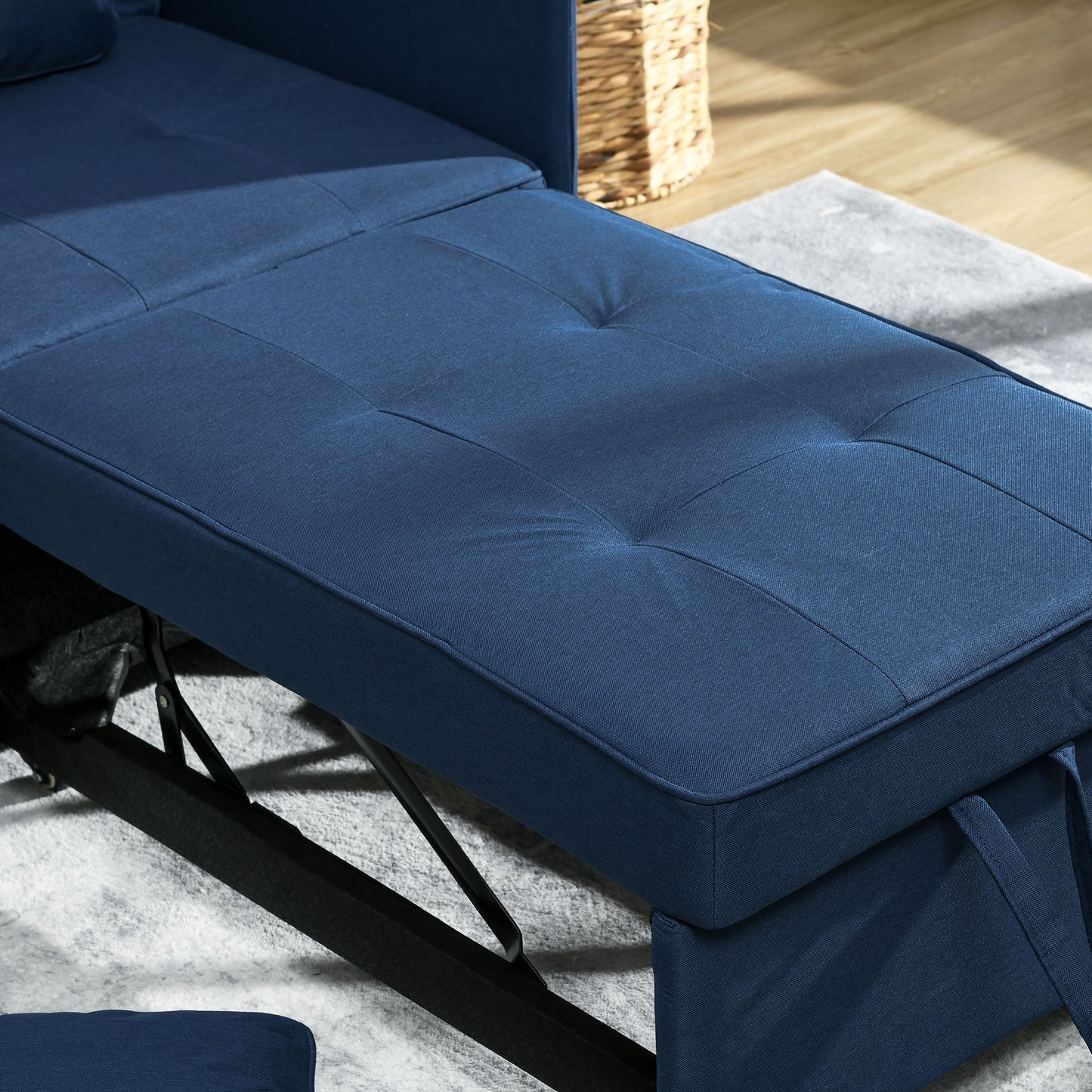 HOMCOM 3-In-1 Single Sofa Bed with Thick Padded Seat & 5-position Adjustable Back for Living Room, Bedroom, Blue