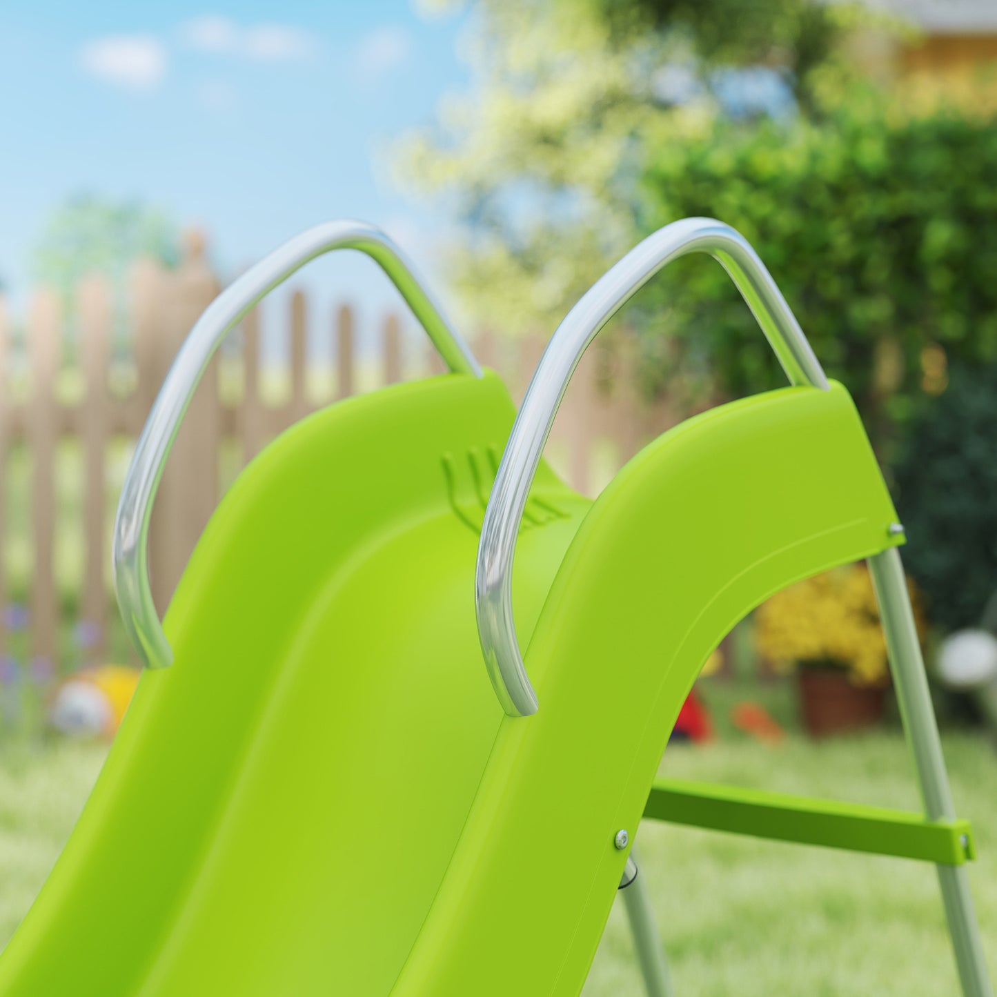 AIYAPLAY Freestanding Kids Slide with Climbing Ladder, Outdoor Playground Equipment for Ages 3-8 Years, Green