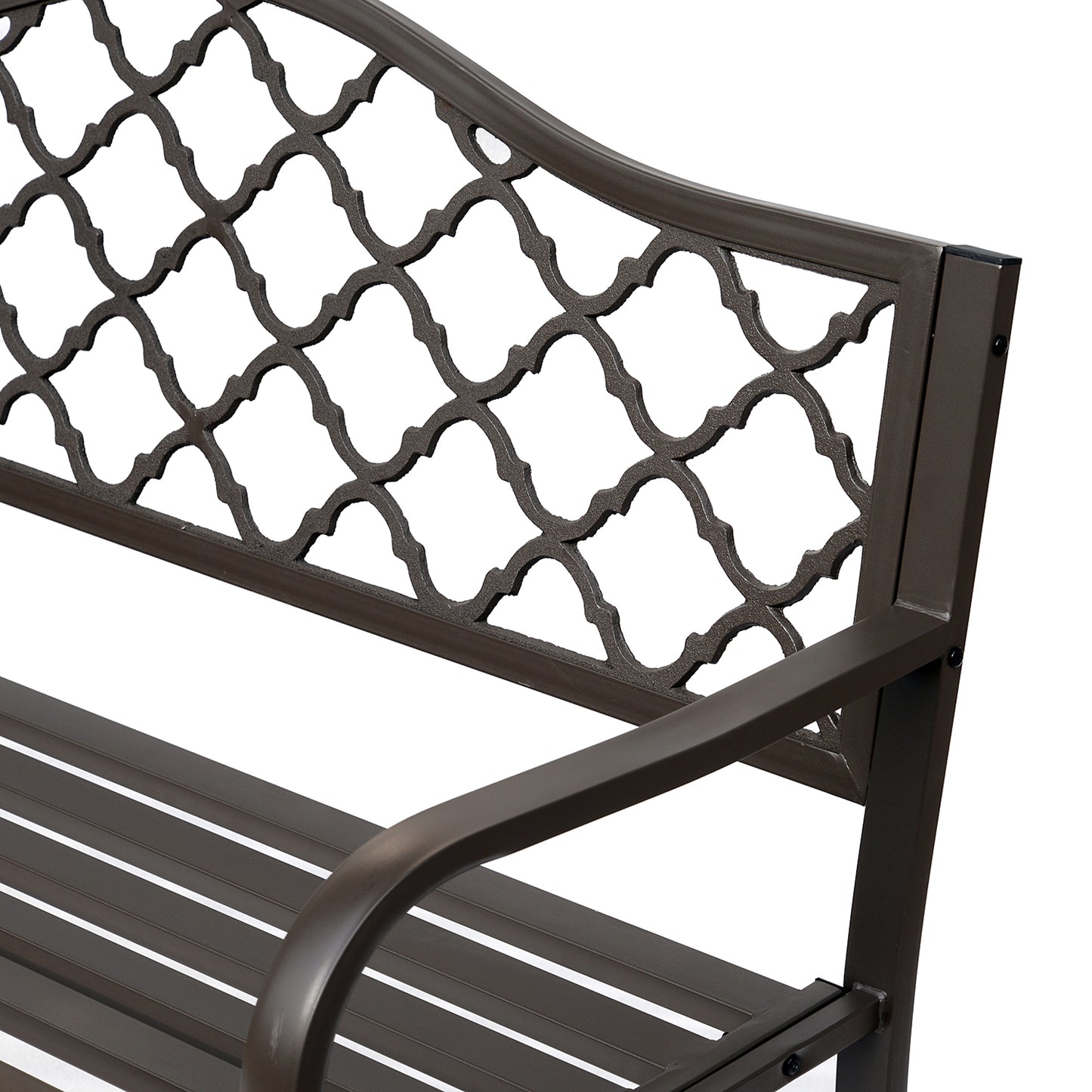 Outsunny Antique Style Outdoor Cast Iron Front Porch Bench Path Chair Seat, Brown