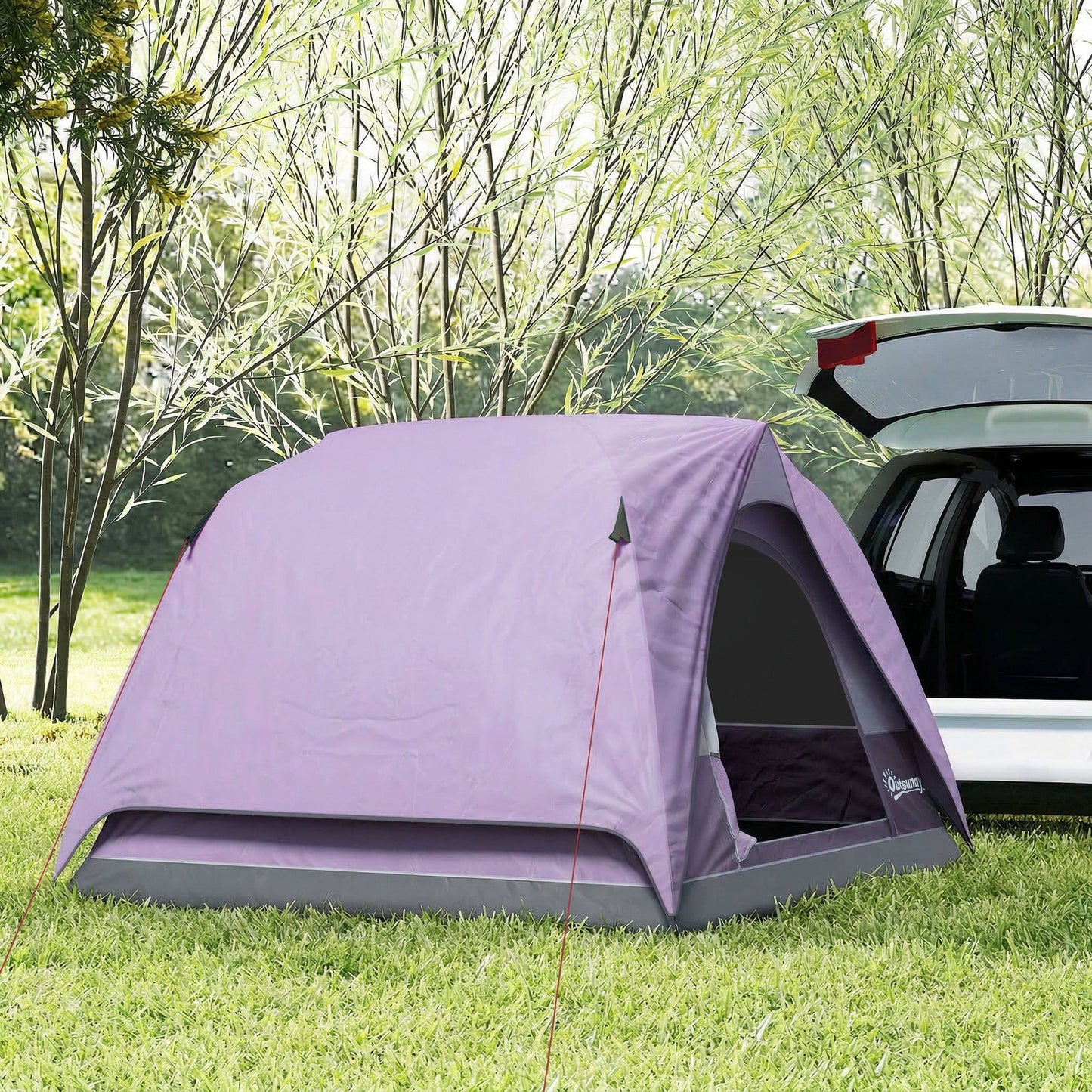 Outsunny 3-4 Person Camping Tent, Easy Set Up 3-4 Man Tent w/ Sewn-in Groundsheet, Waterproof Dome Tent w/ Mesh Windows