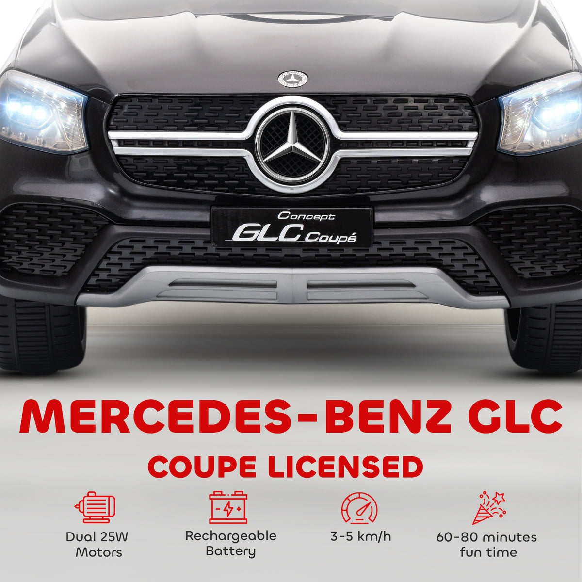 AIYAPLAY Mercedes-Benz GLC Licensed Kids Ride on Car with Remote Control, Soft Start, MP3, LED Headlights, Black