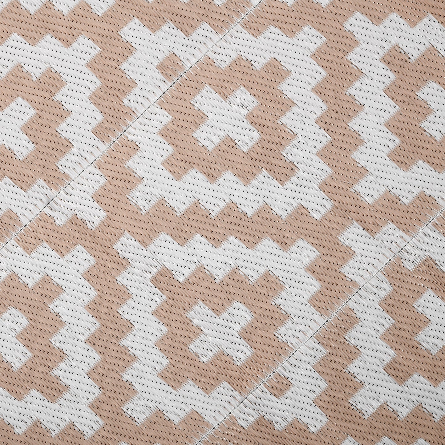 Outsunny Reversible Outdoor RV Rug, Patio Floor Mat, 274 x 182 cm Plastic Straw Rug for Garden, terrace, Beach, Camping, Coffee & White