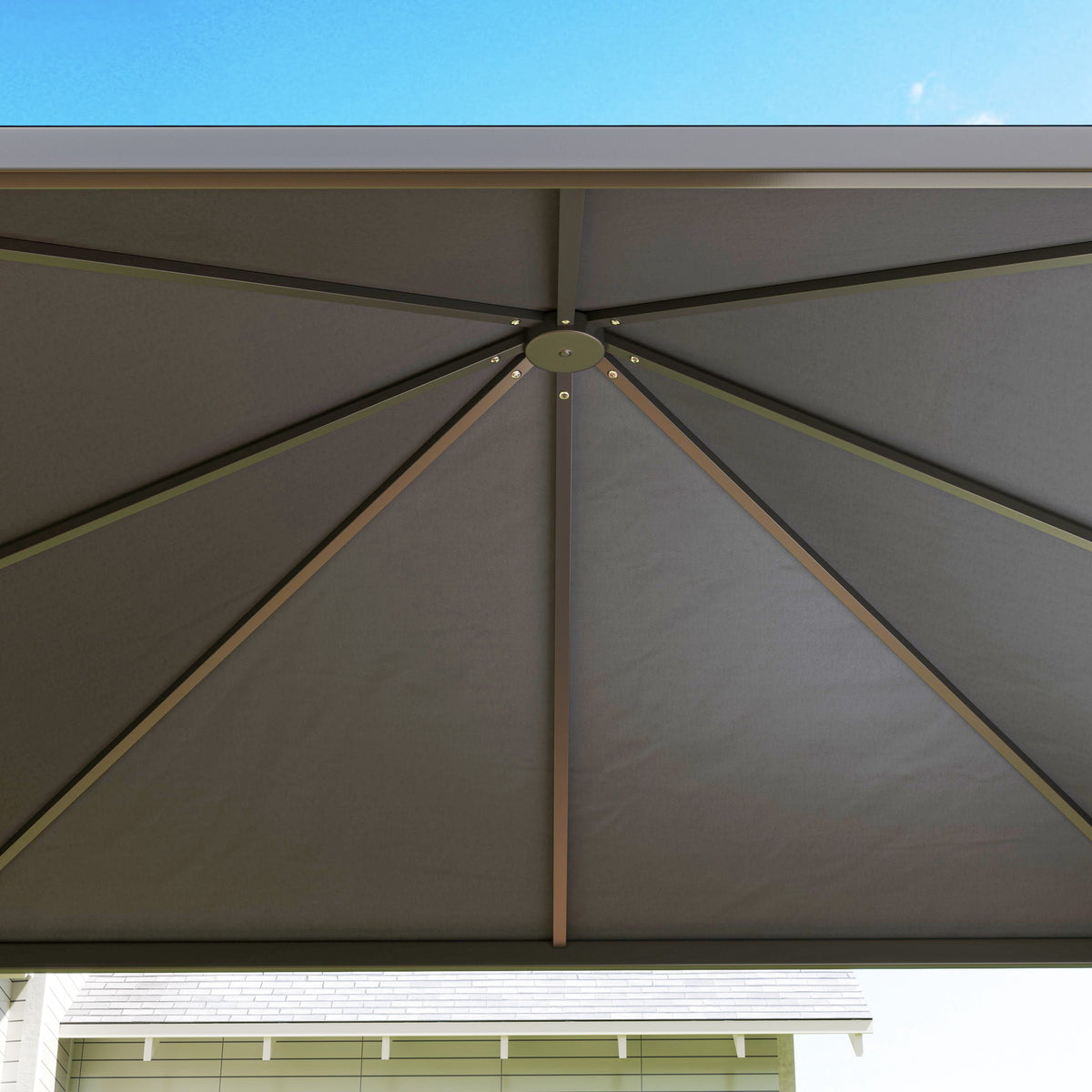 Outsunny 3 x 6m Garden Gazebo with Extendable Awning and Wheels, UPF30+ Metal Gazebo Canopy Shelter for BBQ, Dark Grey