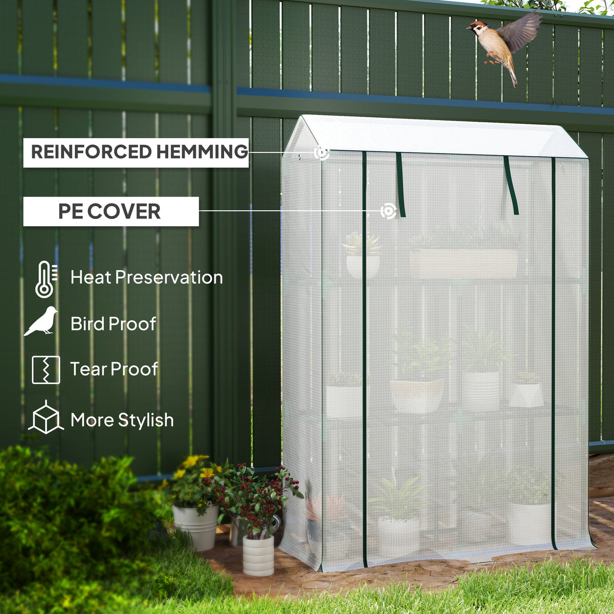 Outsunny greenhouse with a translucent white PE cover and closed front panels