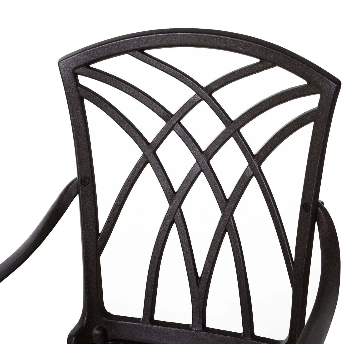Outsunny 5 Pieces Garden Dining Set for 4, Cast Aluminium Outdoor Dining Set with 4 Armchairs and Round Dining Table with Parasol Hole, Garden Furniture Bistro Set, Brown