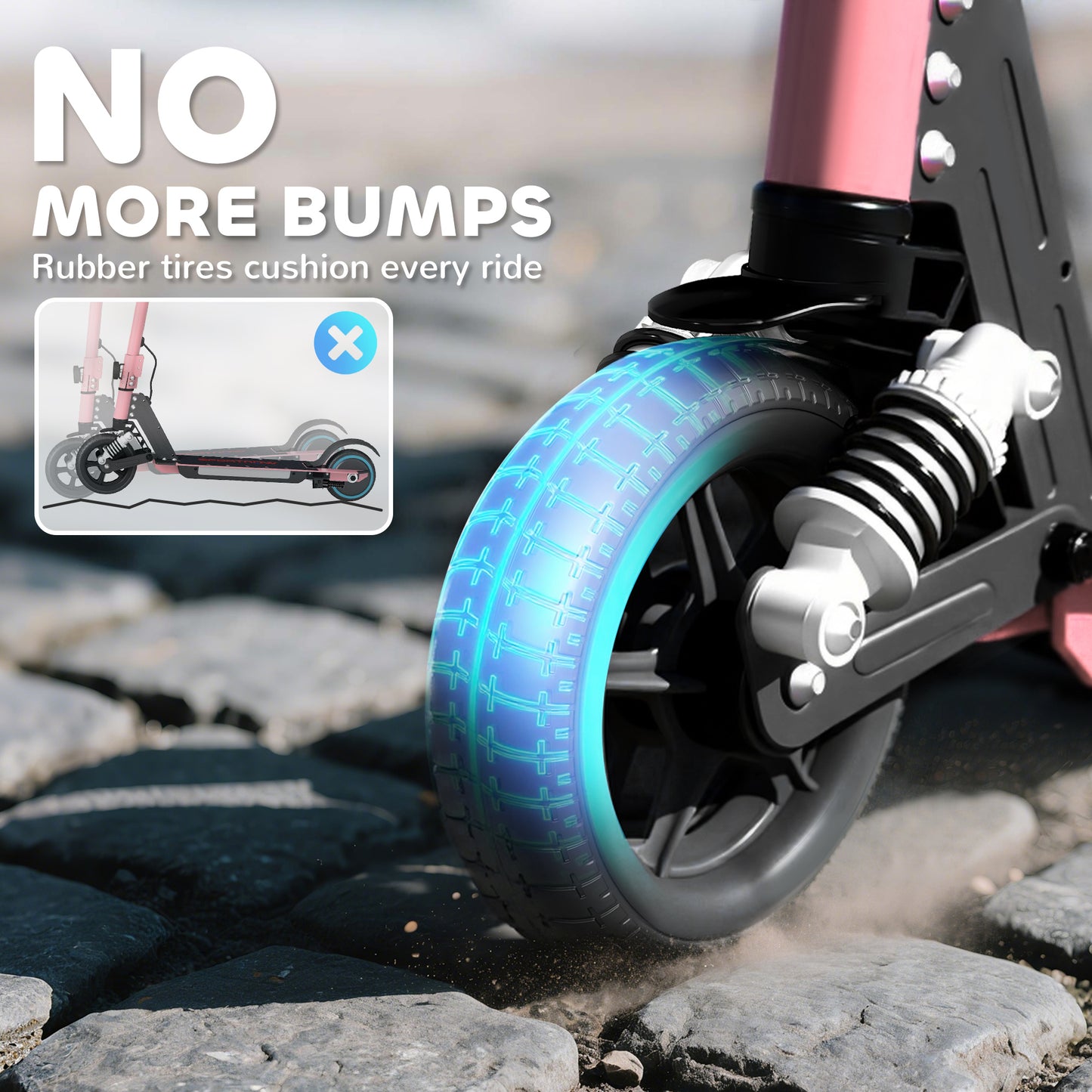 SPORTNOW Folding Electric Scooter for Kids, with Dual Brakes, Front Suspension, LED Colourful Lights, Pink