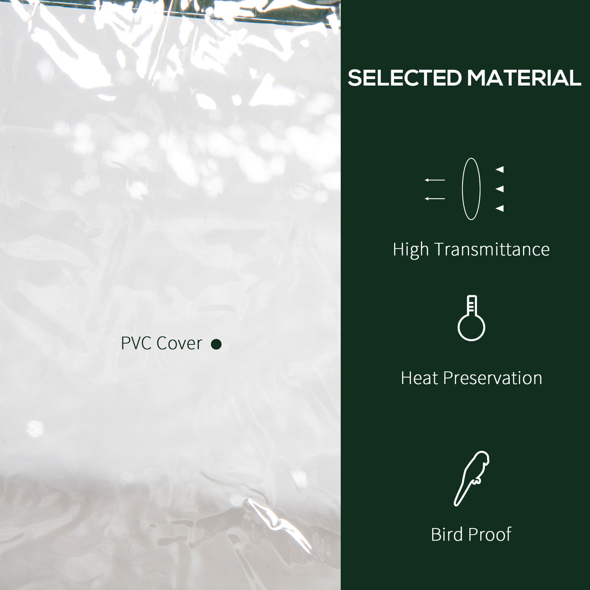 Clear PVC greenhouse cover material shown close up