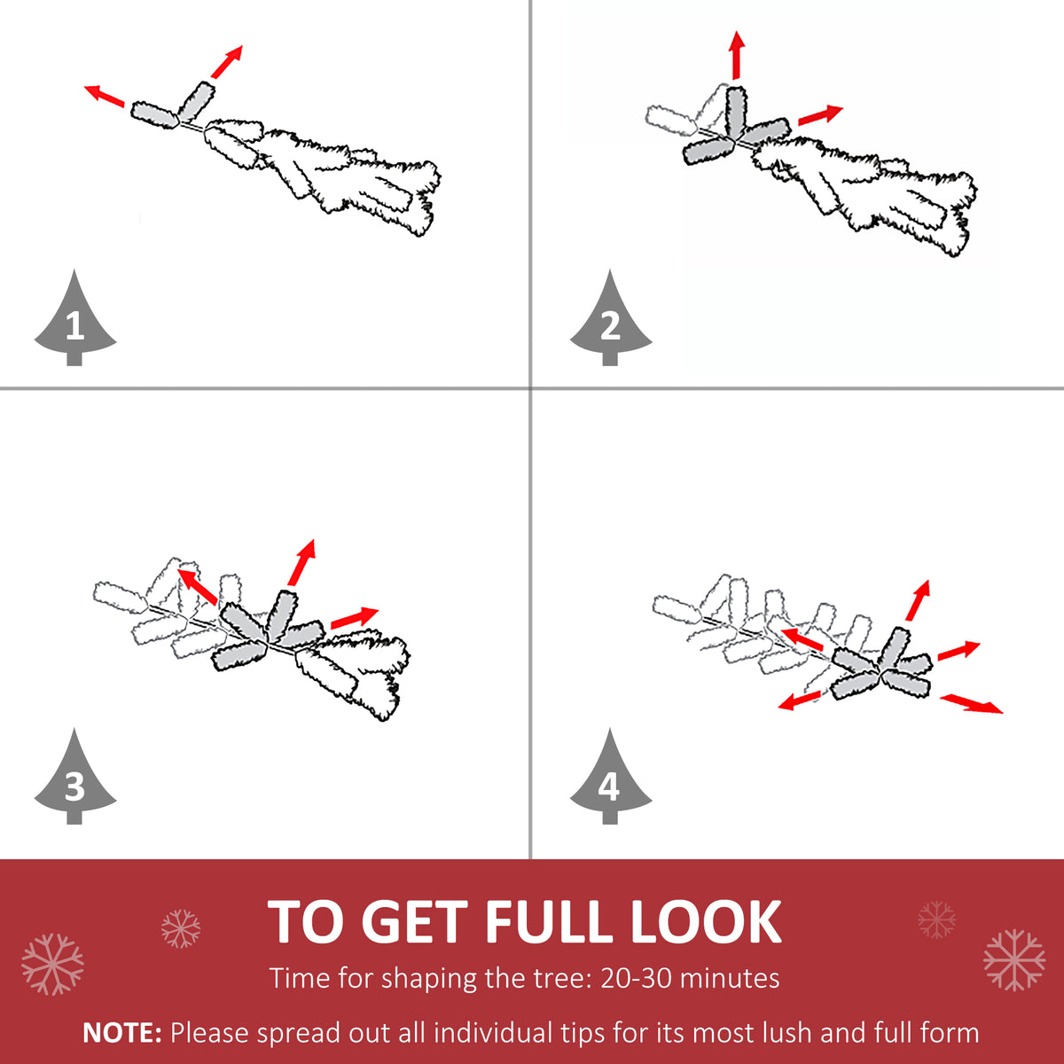 HOMCOM artificial Christmas tree branch-shaping steps for a fuller look