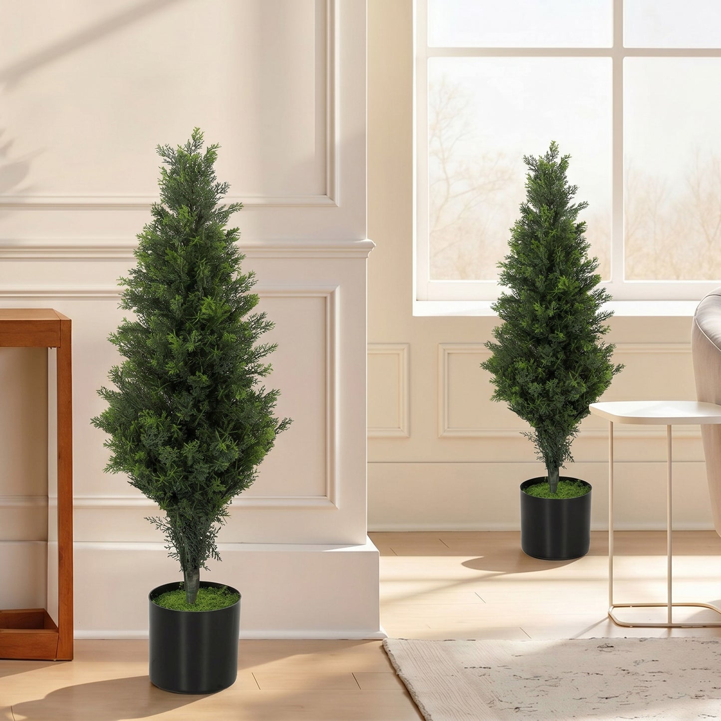 HOMCOM Set of 2 Decorative Artificial Plants Cypress in Weighted Pot, Fake Plant with 564 Leaves, 90cm