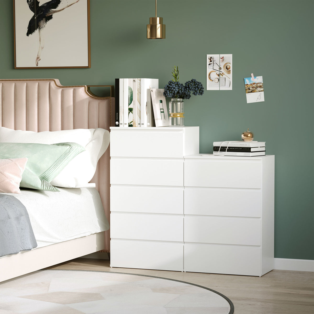 HOMCOM Chest of Drawers, 4-Drawer Storage Cabinets, Modern Dresser, Storage Drawer Unit for Bedroom