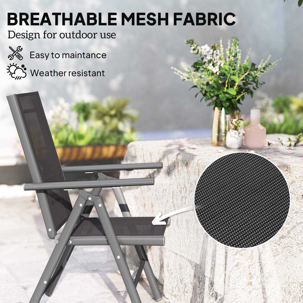Folding garden chair with breathable mesh fabric seat and back