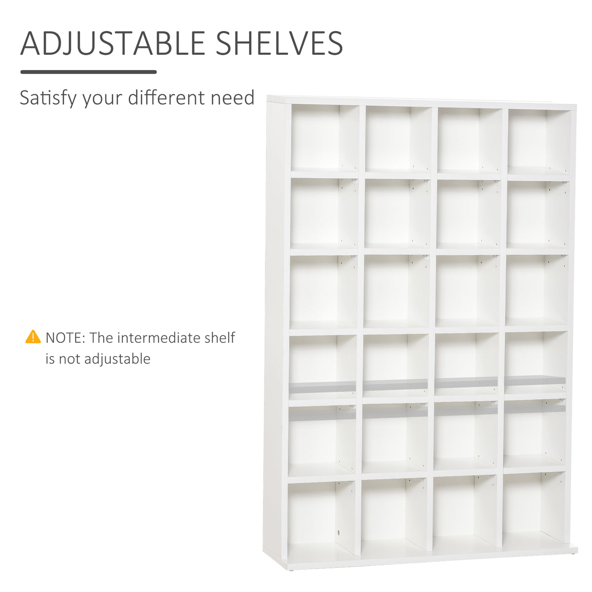 HOMCOM white storage unit with adjustable shelves and fixed center shelf