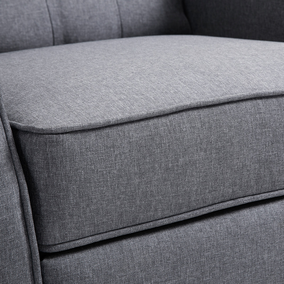 HOMCOM gray recliner seat cushion in close-up, showing textured fabric and stitched edges