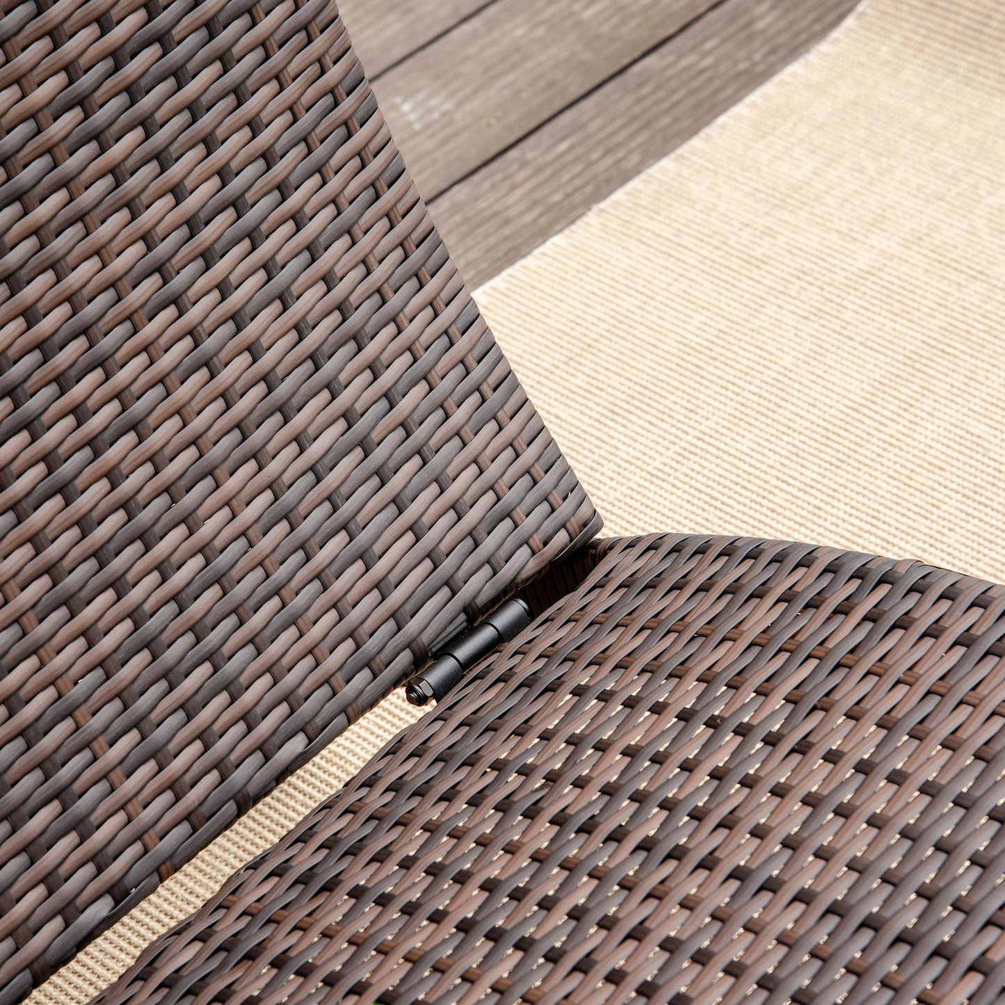 Outsunny Folding Sun Lounger, PE Rattan Garden Lounger Chair with Soft Padded Cushion, Ergonomic Curved Design Sun Bed for Balcony, Garden, Brown
