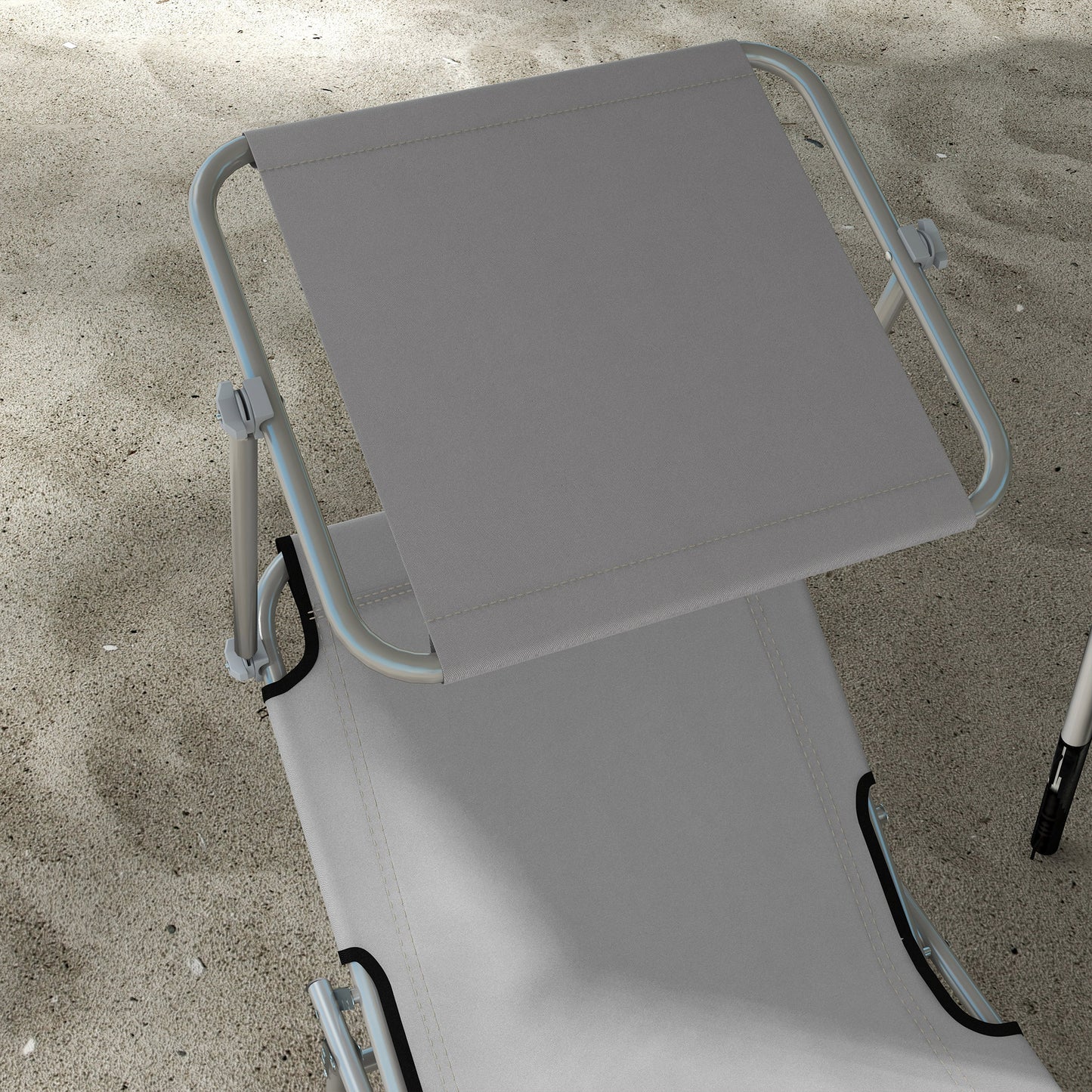 Outsunny Folding Sun Lounger Set of 2 with Canopy, Reclining Sunbed with 4-Position Adjustable Backrest, 600D Oxford Cloth, Portable Garden Lounger Recliner Chair for Beach, Camping, Patio, Light Grey