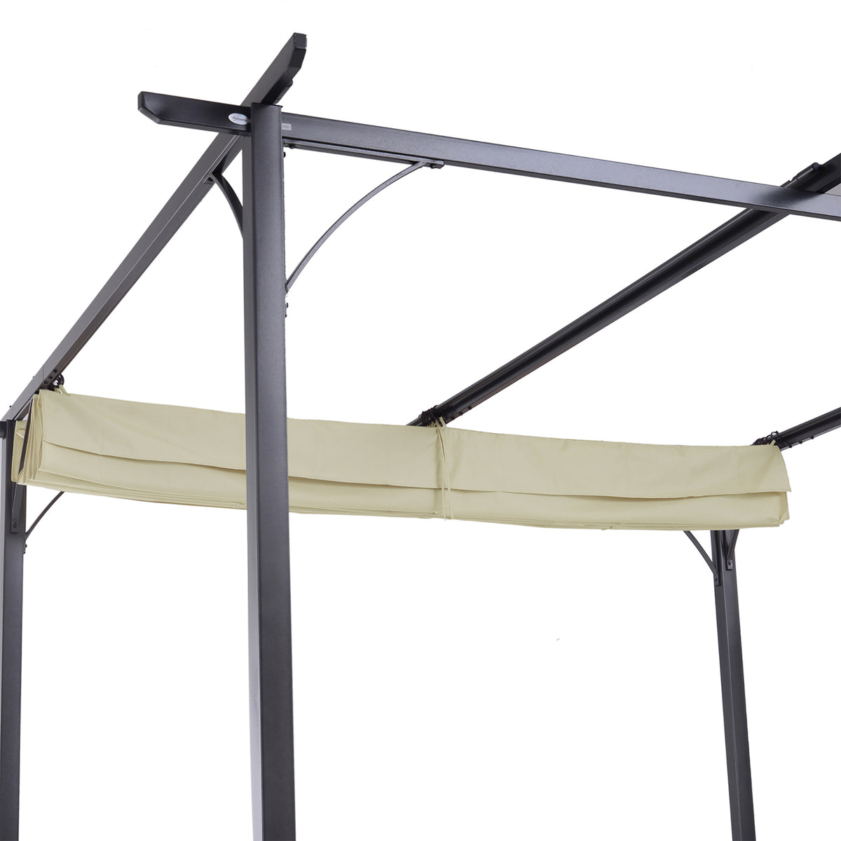 Outsunny 3 x 3(m) Metal Pergola with Retractable Roof, Garden Gazebo Metal Pergola Canopy for Party BBQ, Beige