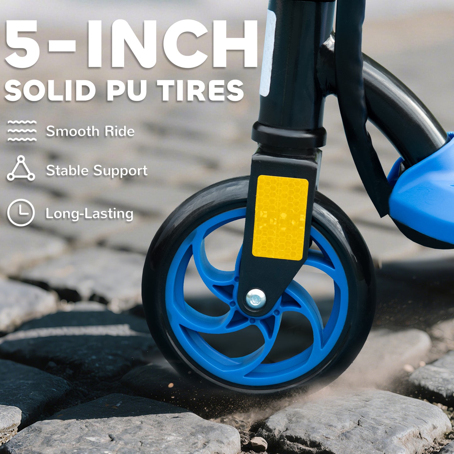 HOMCOM Foldable Electric Scooter, with LED Lights, for Ages 7-14 Years, Blue