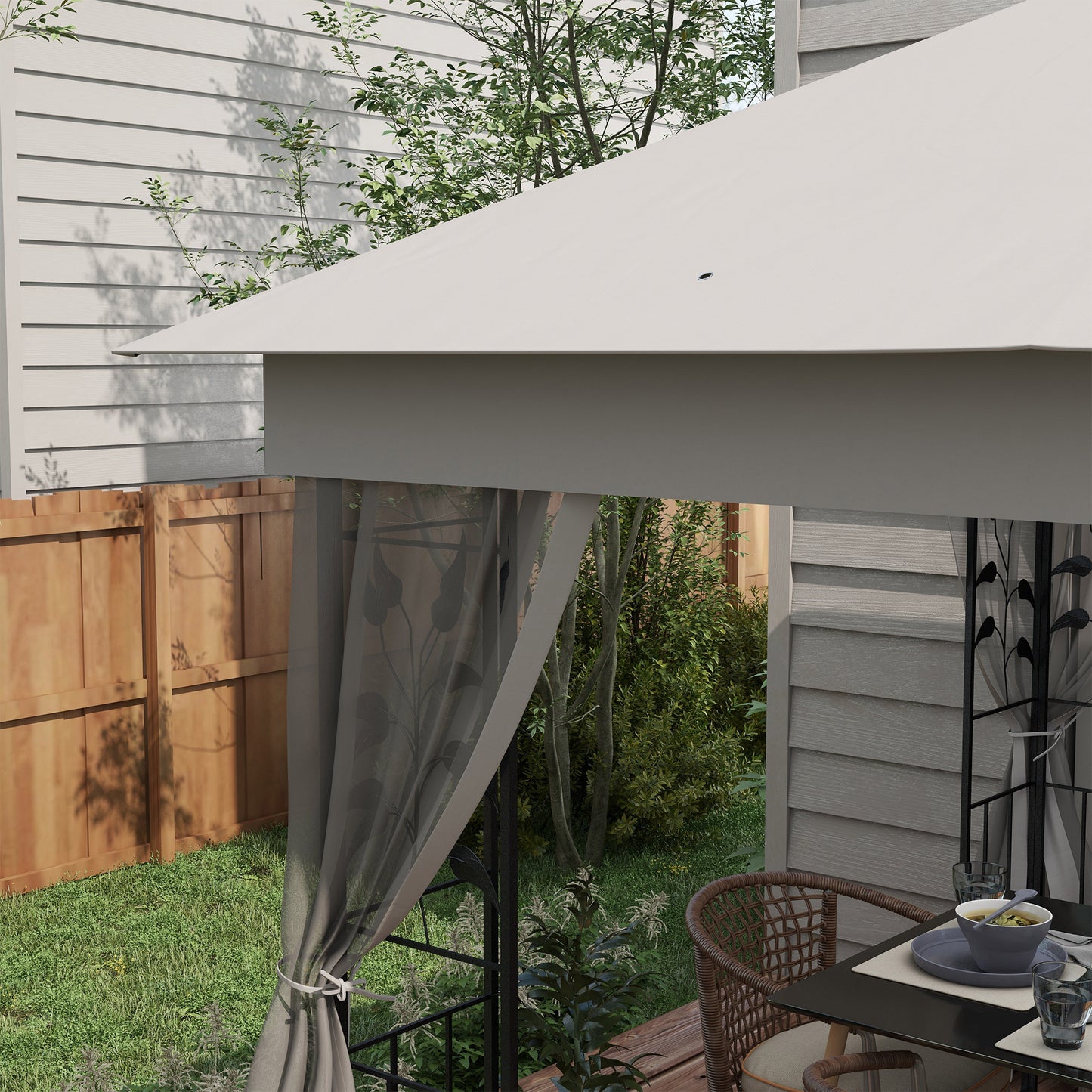 Outsunny 3 x 3m Steel Frame Double Roof Garden Gazebo - Light Grey