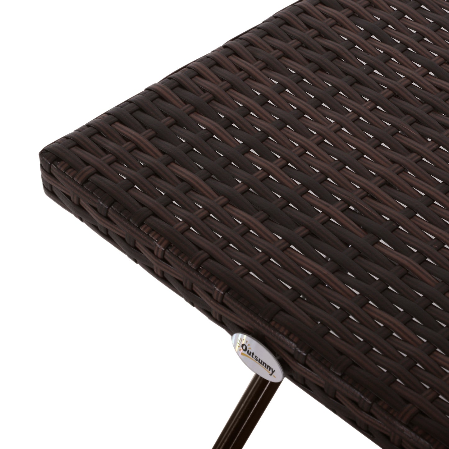 Outsunny Folding Garden Coffee Table, Wicker Outdoor Bistro Side Table with PE Rattan Top for Patio, Balcony, Porch, 40 x 40 x 40 cm, Brown
