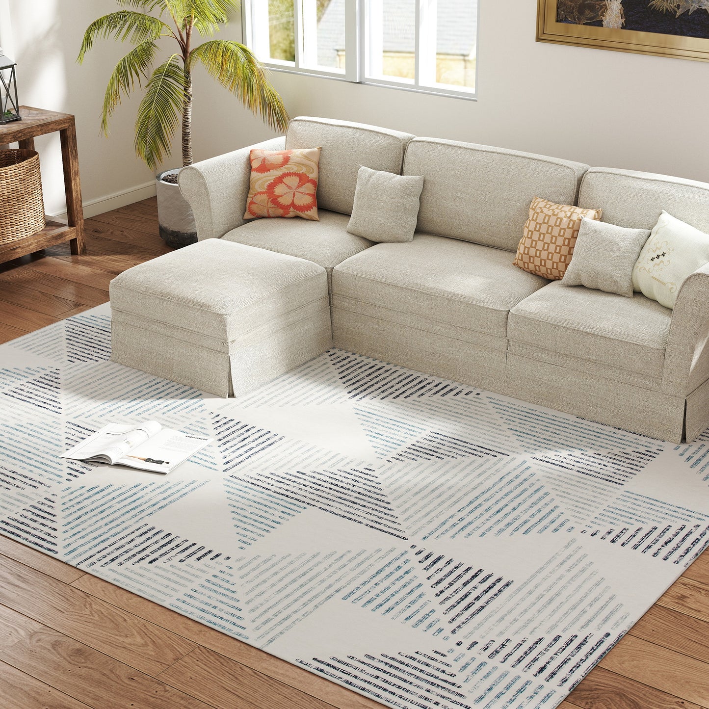 HOMCOM Modern Area Rug, Geometric Pattern Non-Slip Washable Rug, Soft Floor Carpet for Living Room, Bedroom, Dining Room, Home Office, 290 x 200 cm, Multi-Coloured