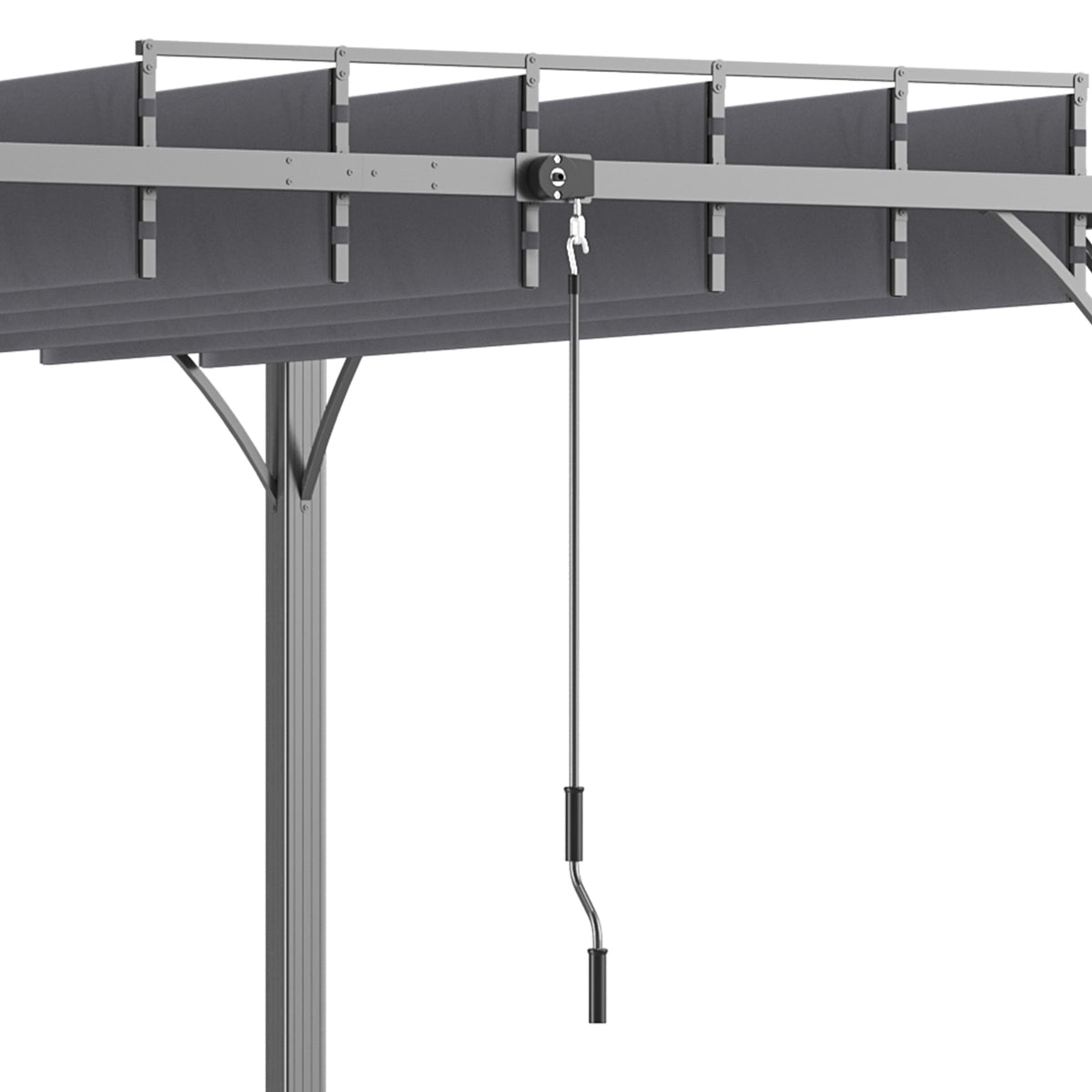 Outsunny 3 x 3(m) Outdoor Pergola with Retractable Roof, Aluminium Louvered Patio Gazebo Canopy for Garden, Patio, Grey