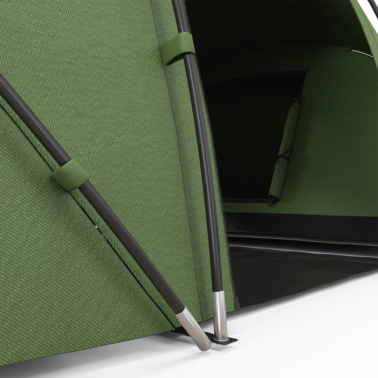 Outsunny 4-6 Man Camping Tent with Living Area and 2 Bedrooms, Hiking Sun Shelter, UV Protection Tunnel Tent, Dark Green