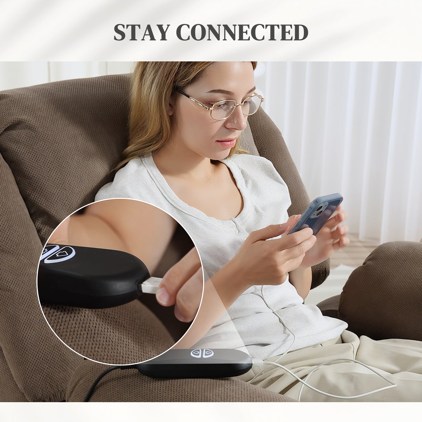 HOMCOM Riser Recliner Armchair with 8 Vibration Massage and Lumbar Heater, Wide Seat, USB Port, Light Brown