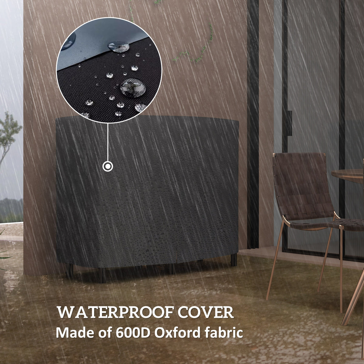 Waterproof black fabric cover for a firewood rack