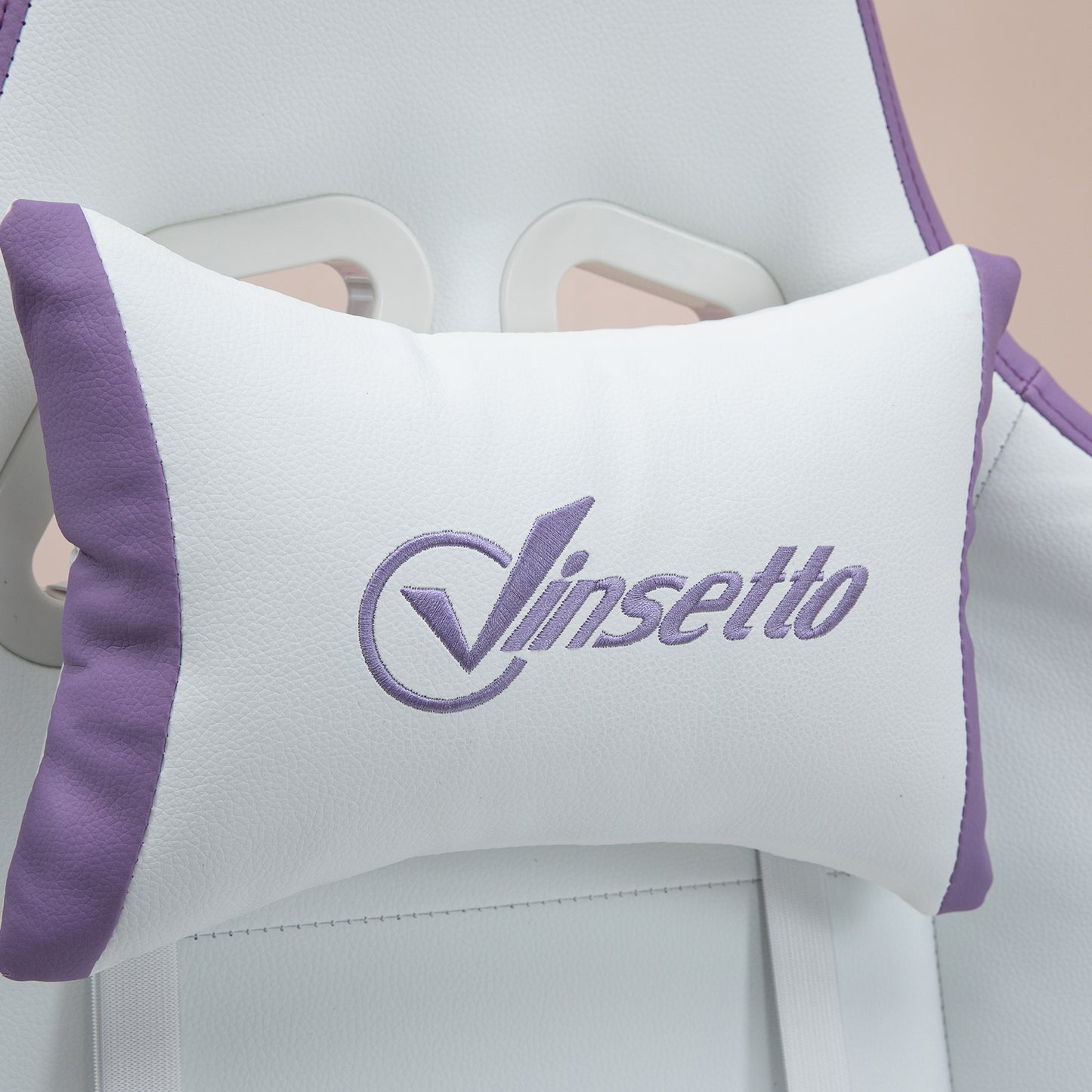 Vinsetto Computer Gaming Chair, PU Leather Office Desk Chair with Footrest, Swivel Wheels, 135° Reclining Back, Lumbar Support, Headrest for Home, White and Purple